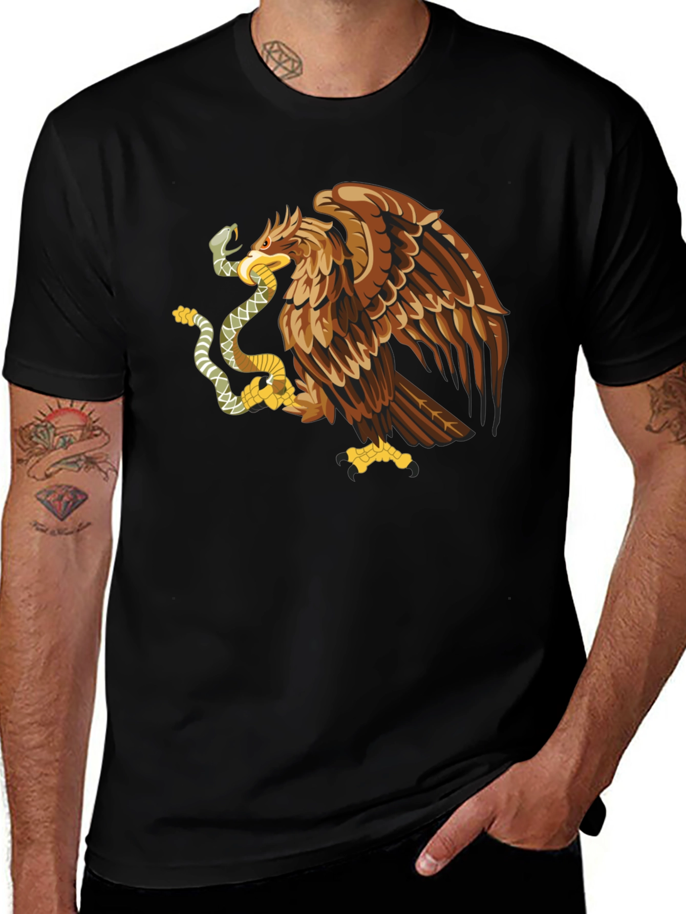 Variant 23 of Mexican Eagle Graphic T-Shirt - Black