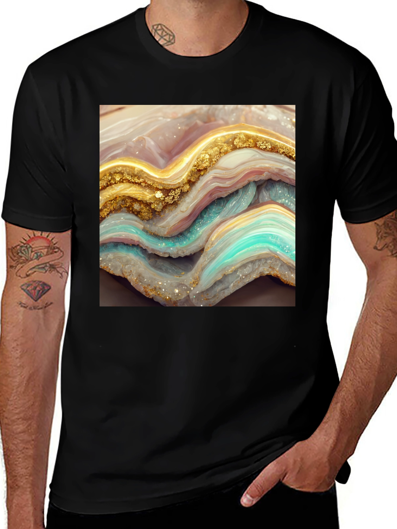 Variant 19 of Geode Slice Graphic Tee - Unisex Black T-Shirt