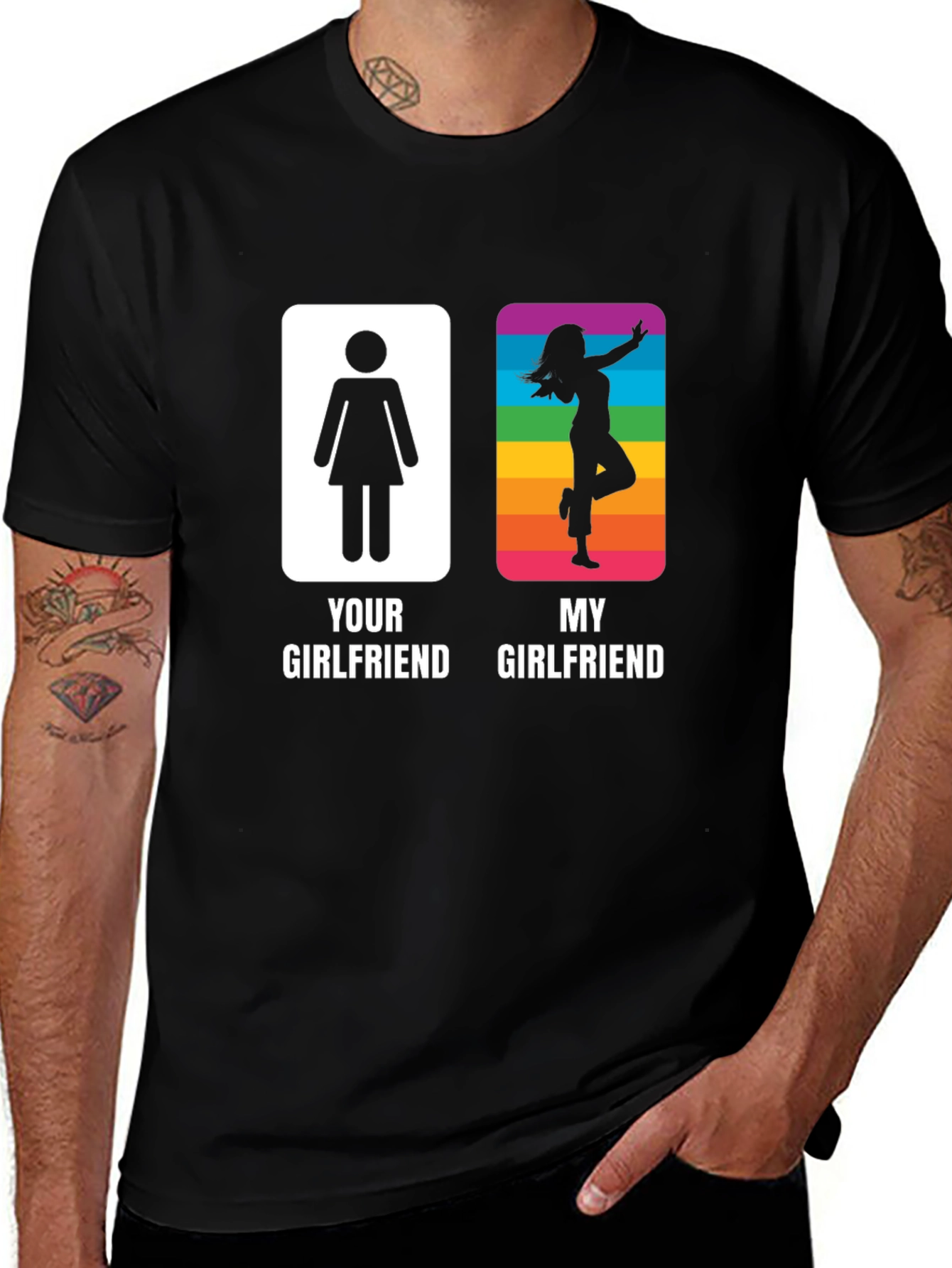 Variant 16 of Funny 'Your Girlfriend vs. My Girlfriend' Graphic T-Shirt