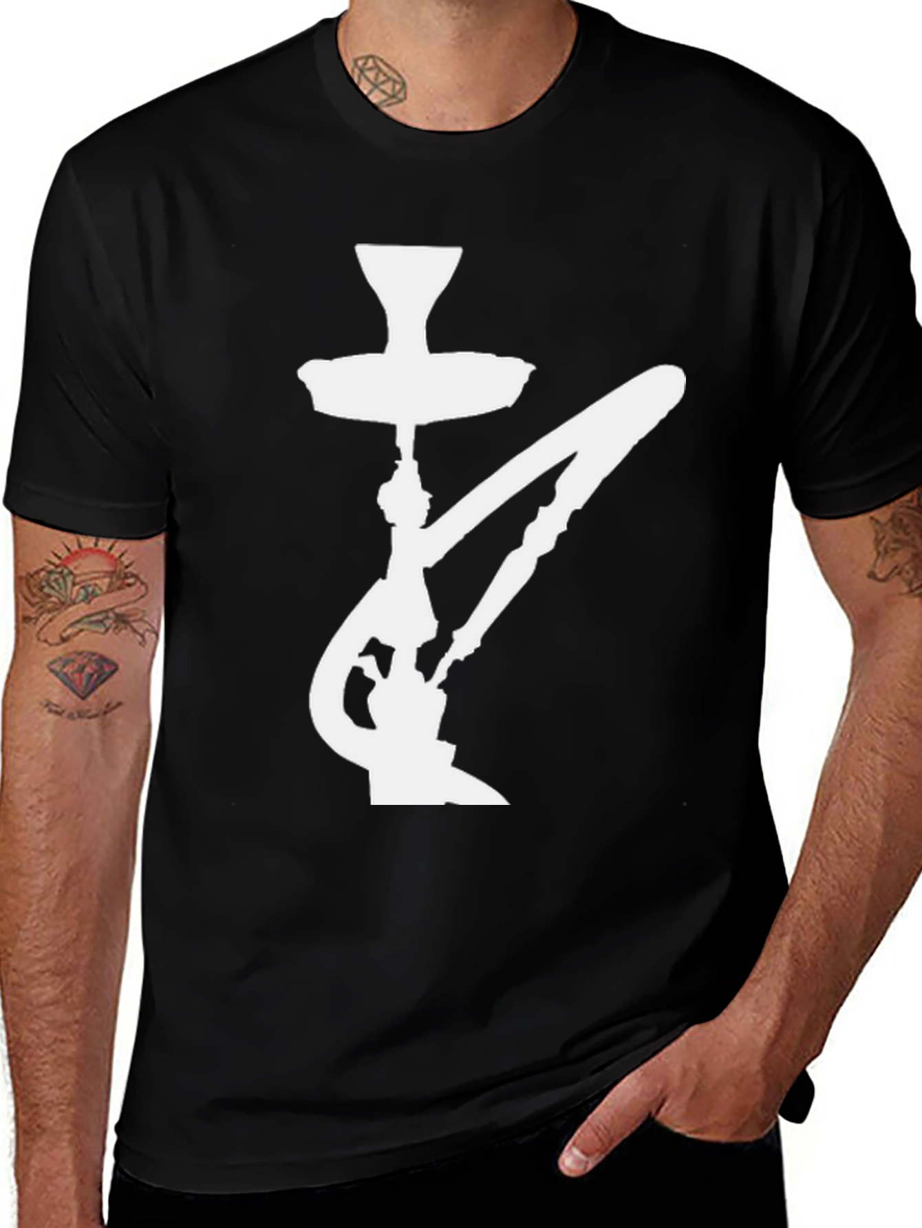 Variant 25 of Hookah Silhouette Graphic Tee - Casual Black T-Shirt