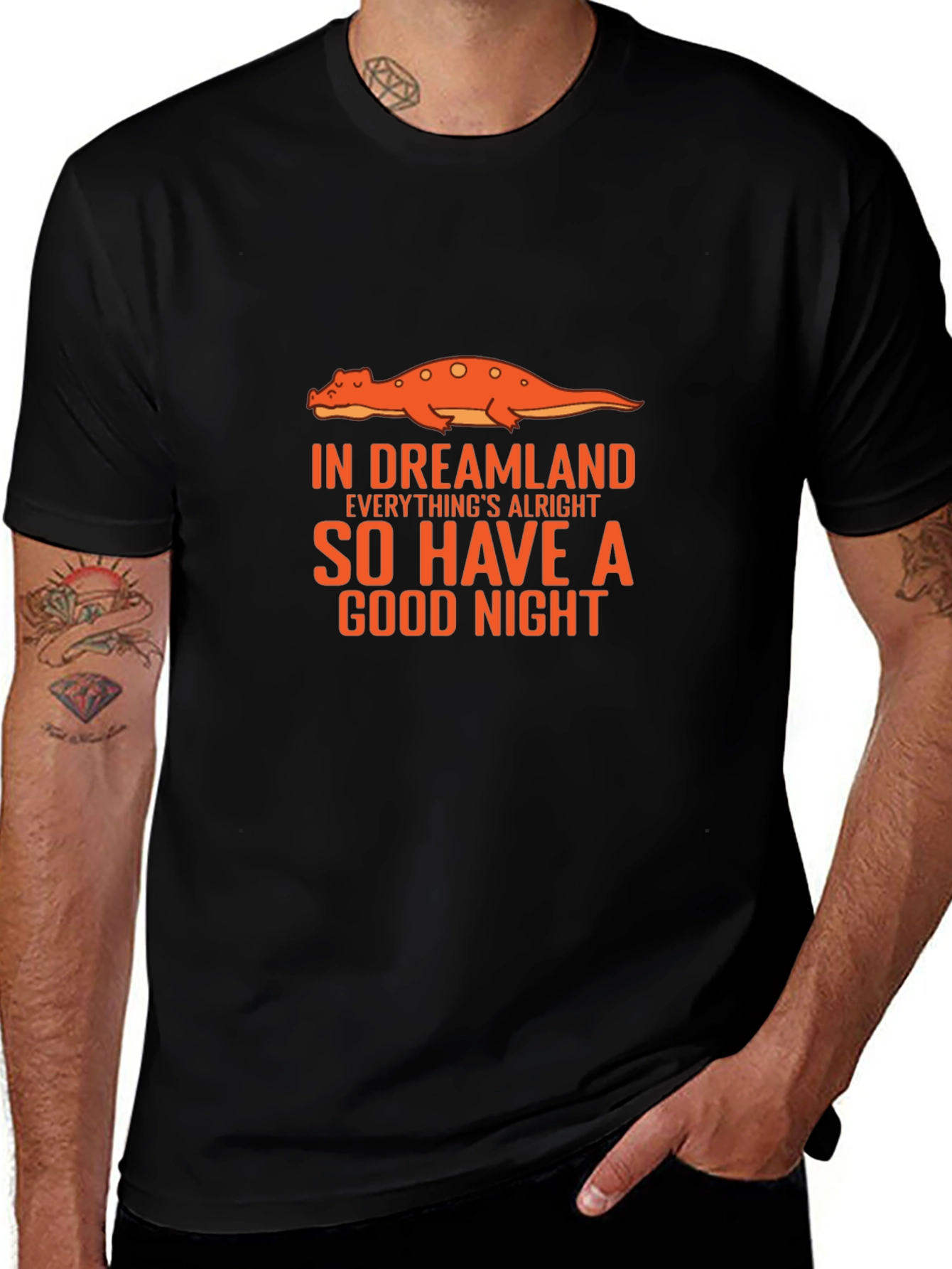 Black Dreamland Dinosaur Graphic T-Shirt main image