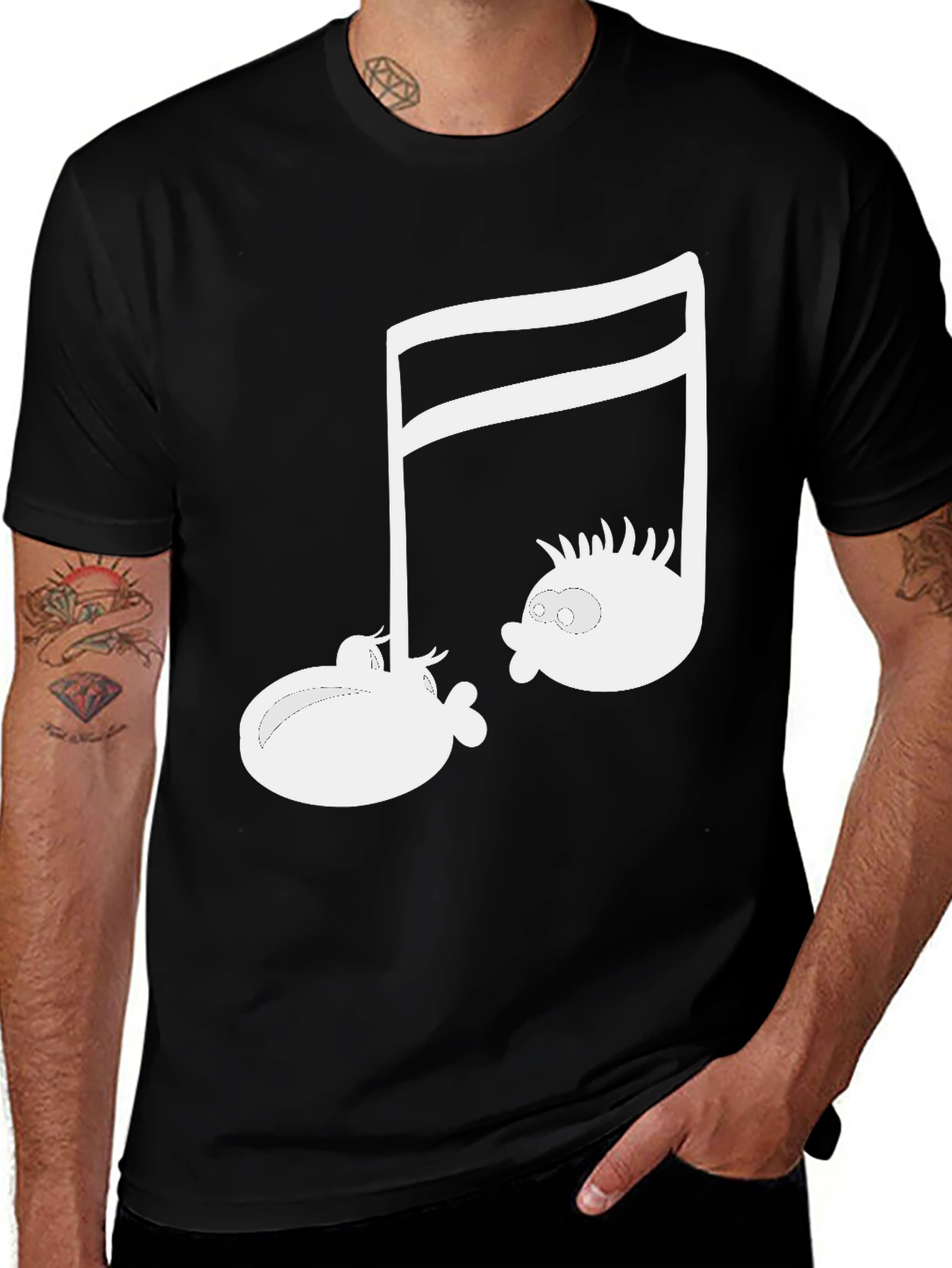 Variant 16 of Musical Note Fish Graphic Black T-Shirt