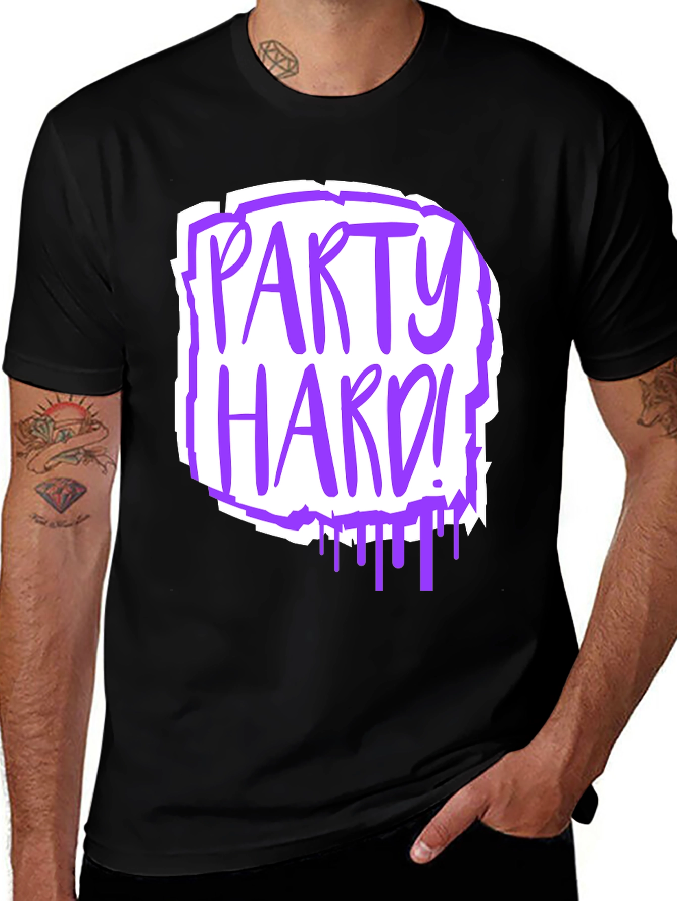 Variant 13 of Party Hard Graphic Tee - Black Cotton T-Shirt