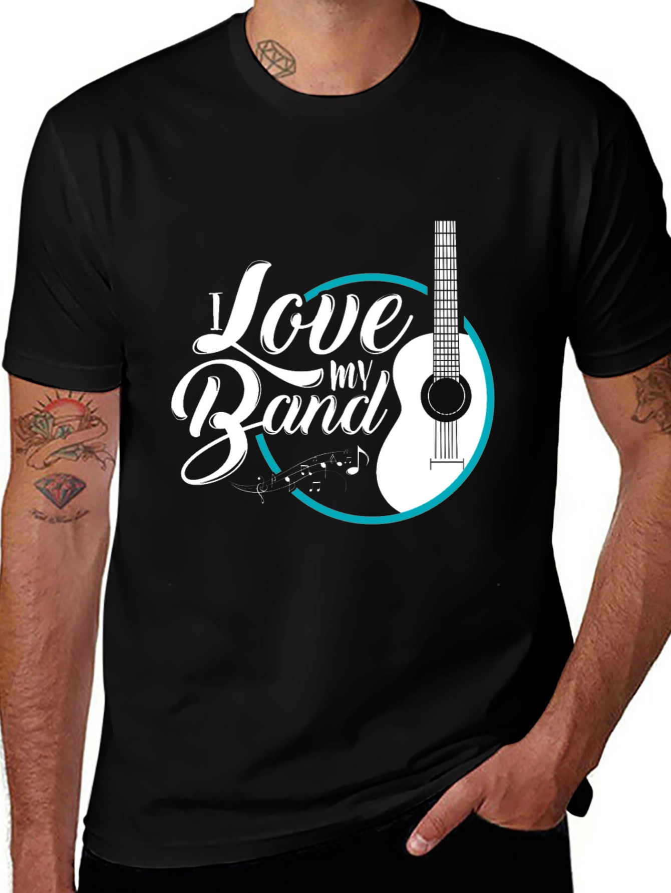 Variant 24 of I Love My Band Graphic Tee - Black Cotton T-Shirt