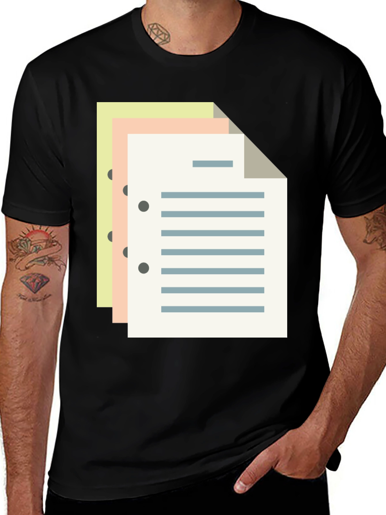 Variant 21 of Stacked Paper Graphic Tee - Black