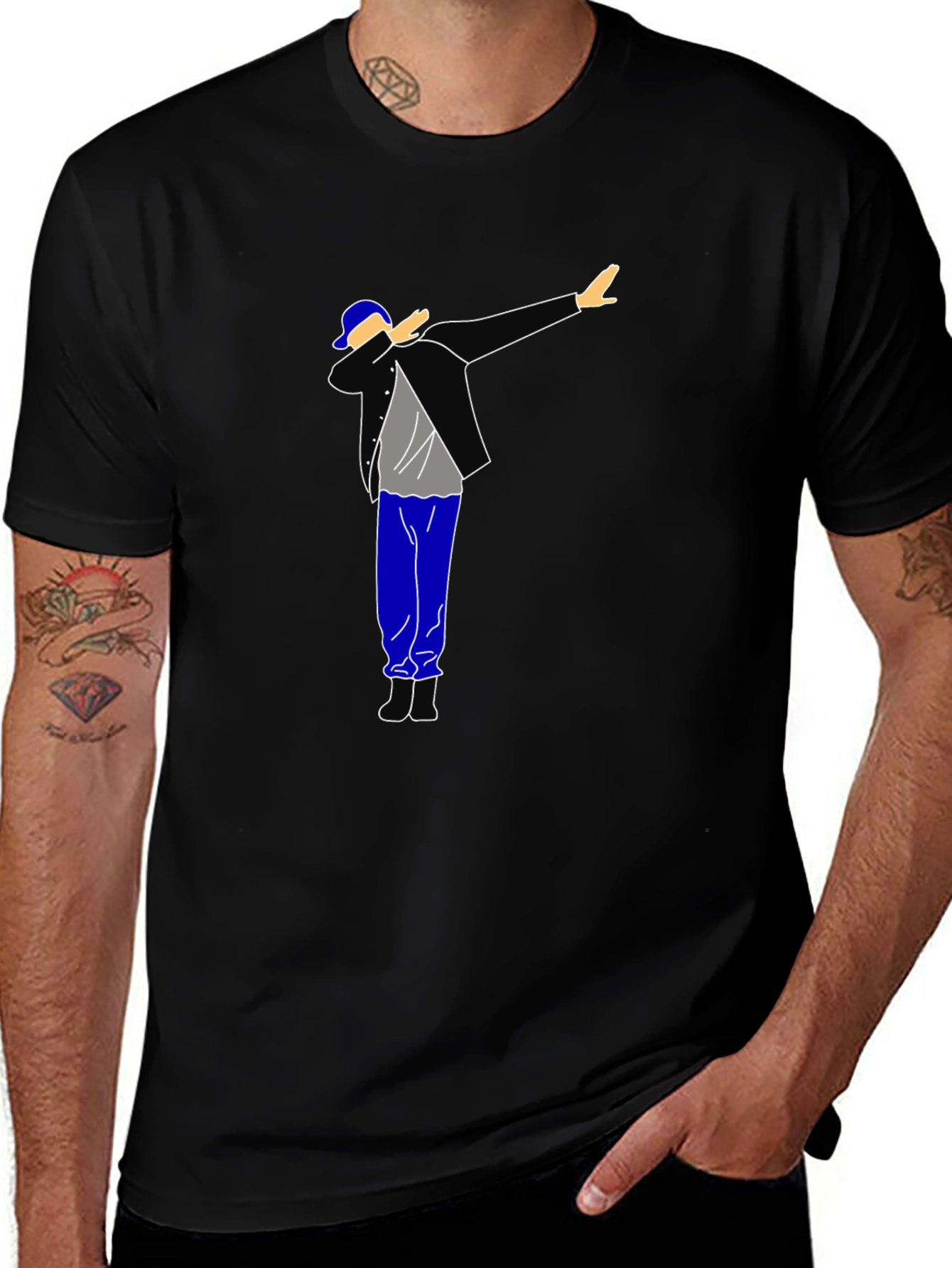 Variant 29 of Dabbing Graphic Tee - Black Cotton T-Shirt