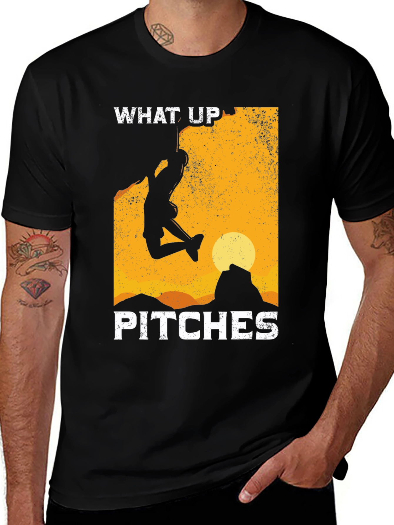Variant 13 of What Up Pitches Climbing T-Shirt