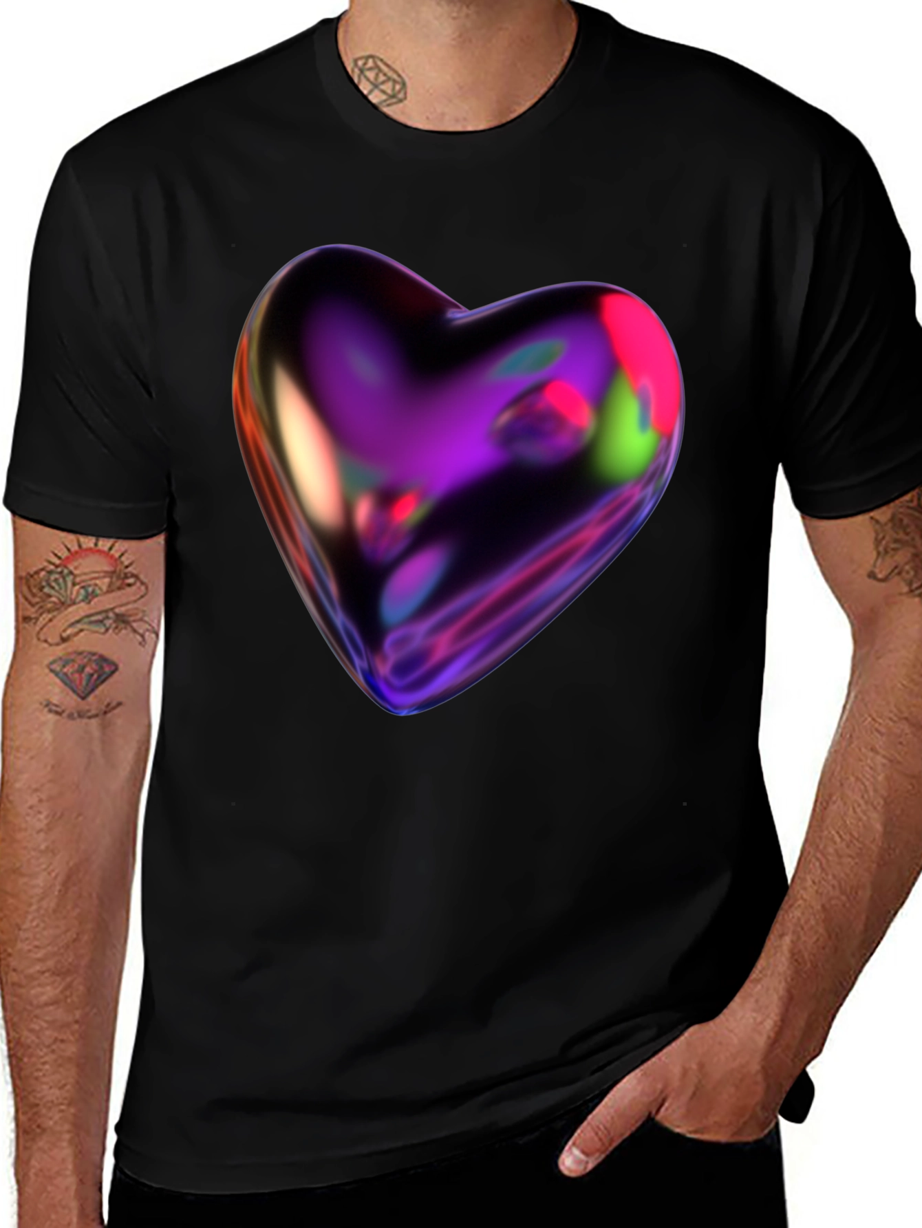 Futuristic Heart Graphic Tee - Modern Design