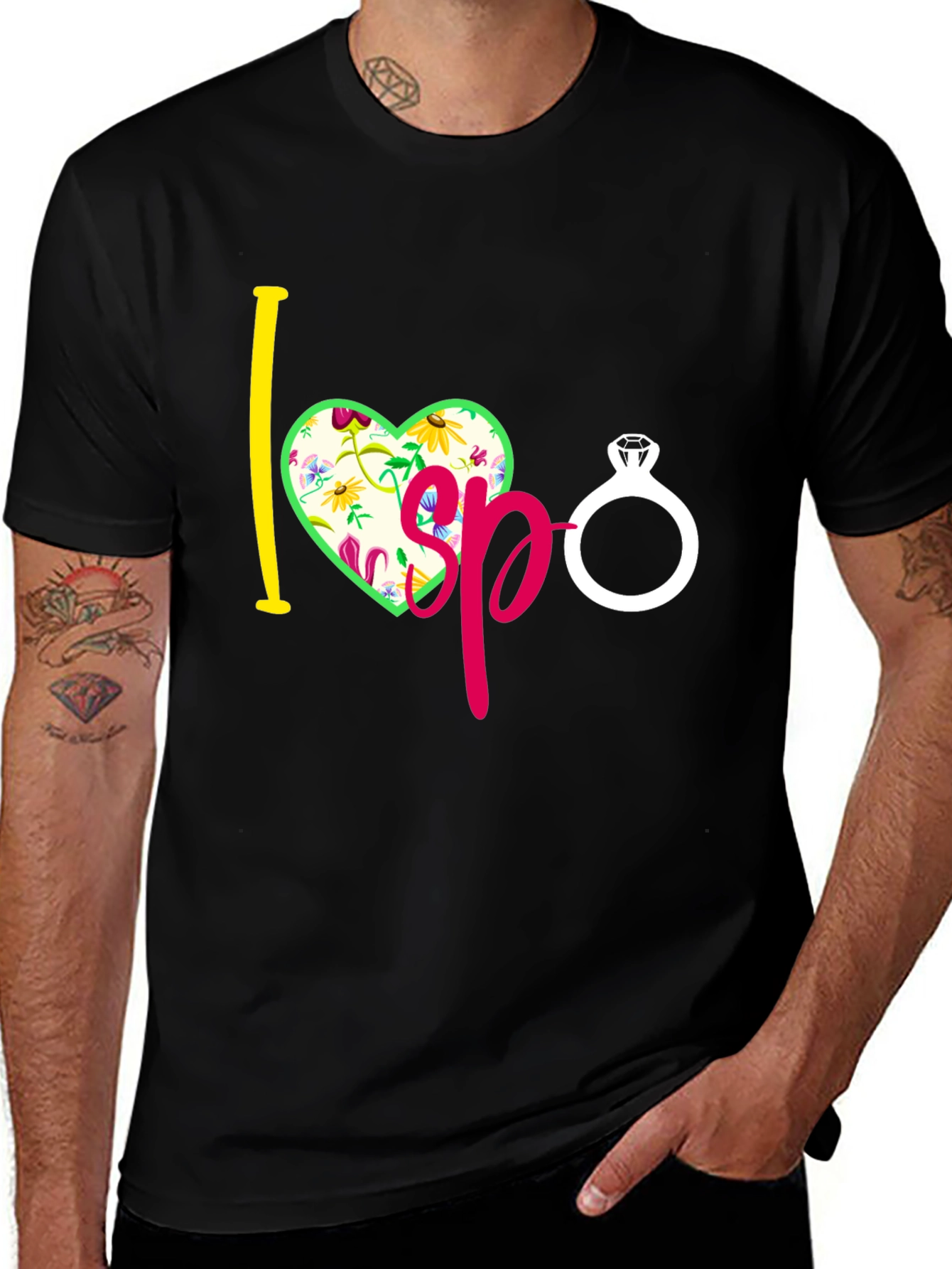 I Love Spo Ring T-Shirt - Unique Floral Heart Design