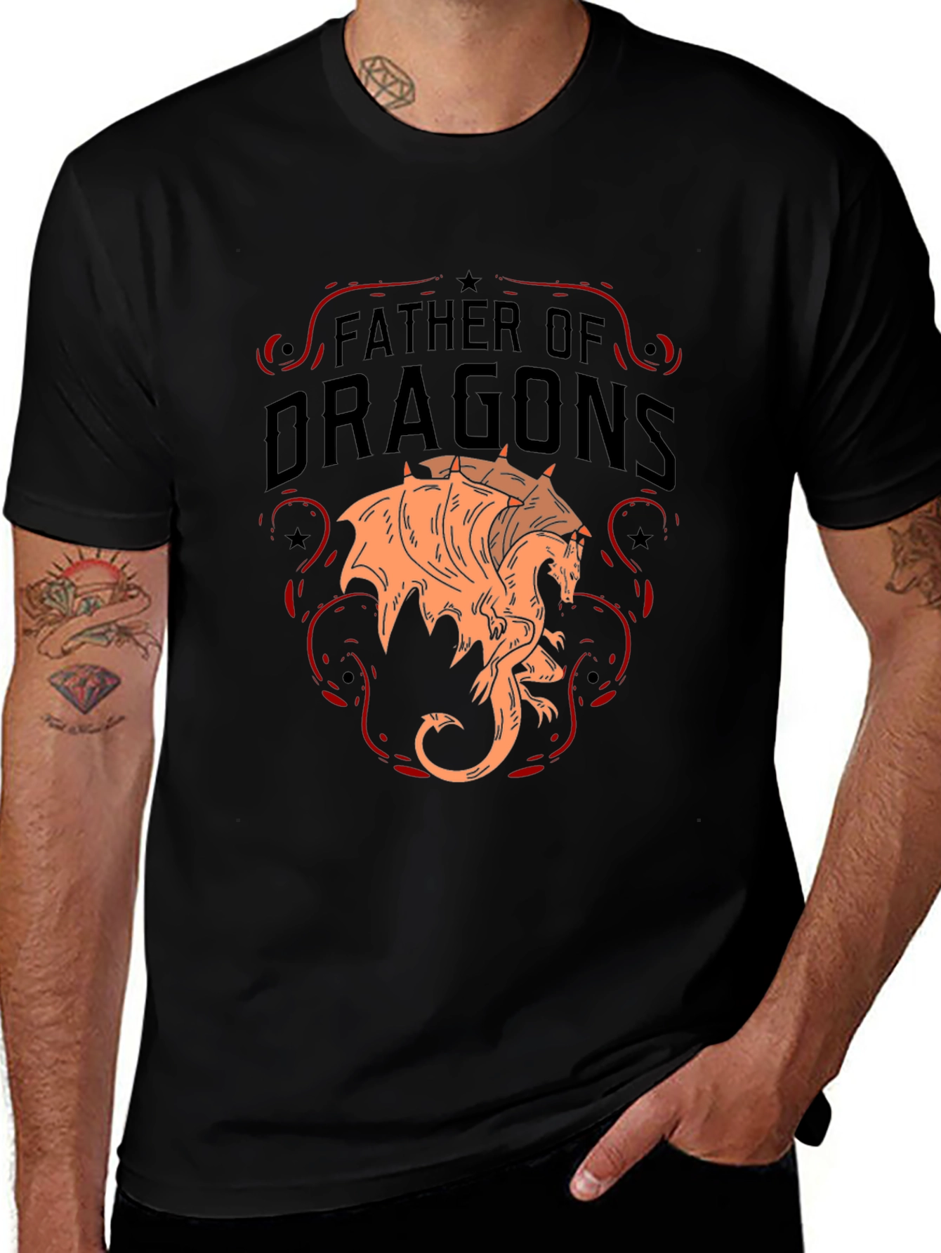 Variant 5 of Father of Dragons Graphic Tee - Men's Black T-Shirt