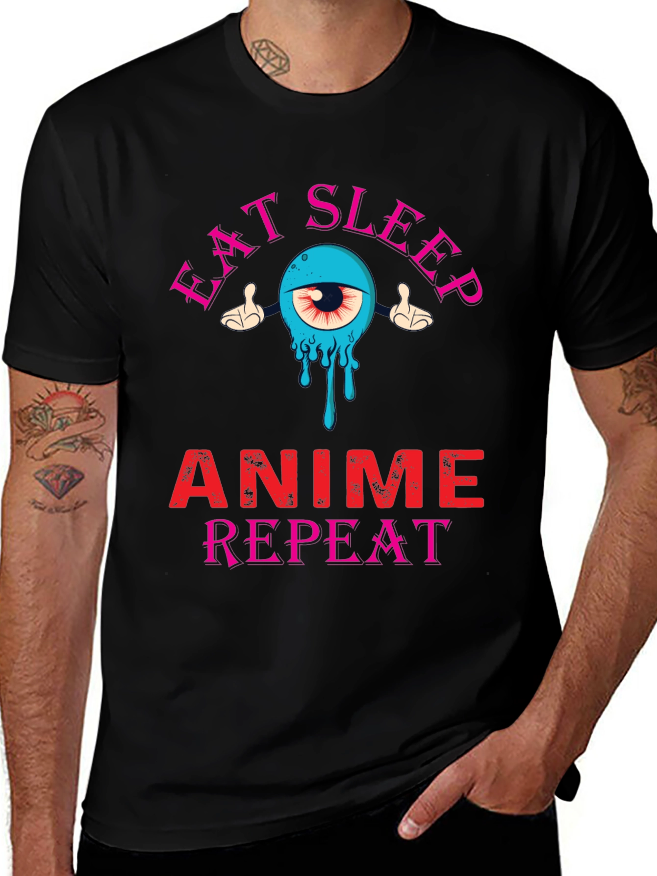 Variant 7 of Eat Sleep Anime Repeat Graphic Tee