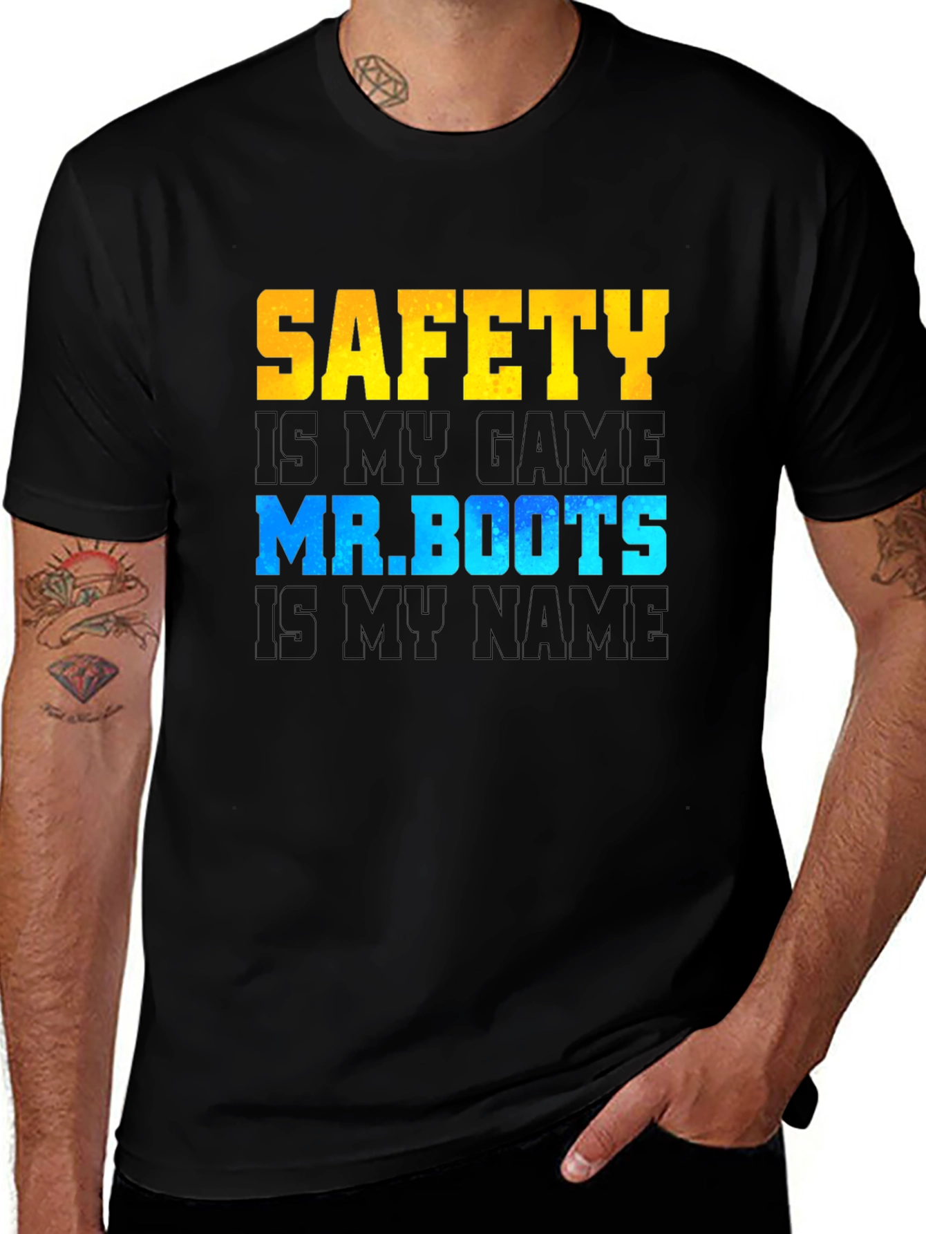 Variant 17 of Safety is My Game Mr. Boots T-Shirt