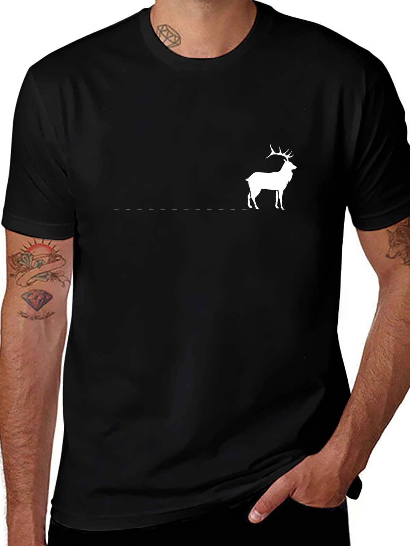 Variant 25 of Black Tee with White Deer Graphic