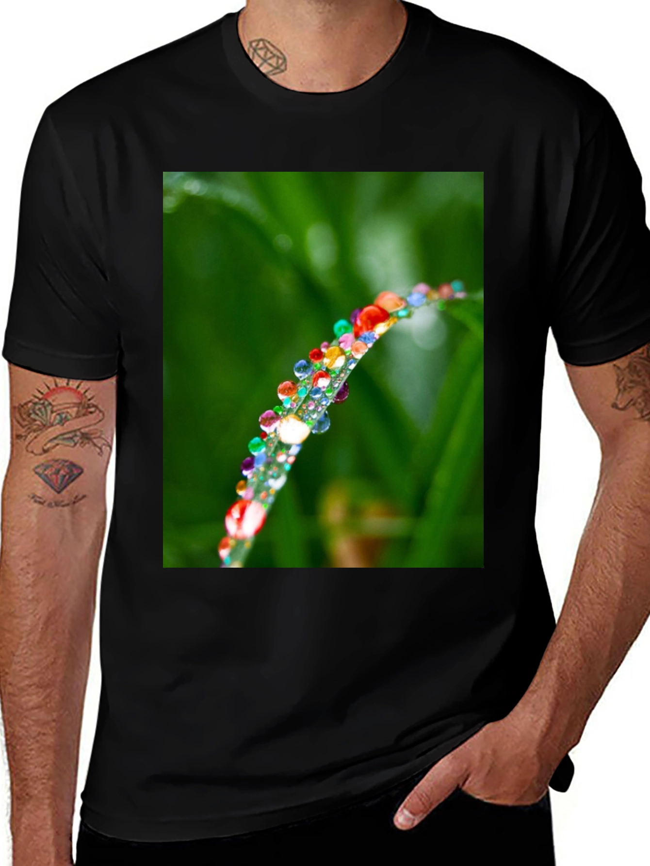 Variant 9 of Nature Dew Drop Graphic Black T-Shirt