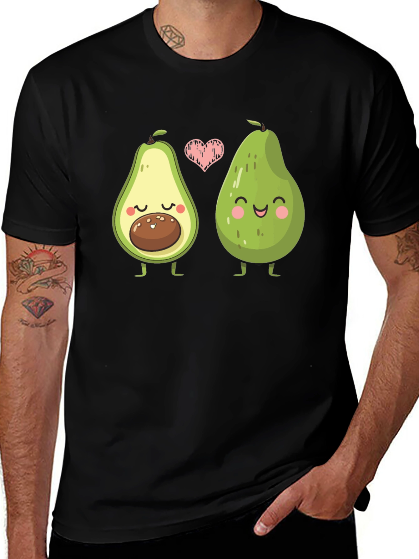 Variant 7 of Cute Avocado Couple Black T-Shirt