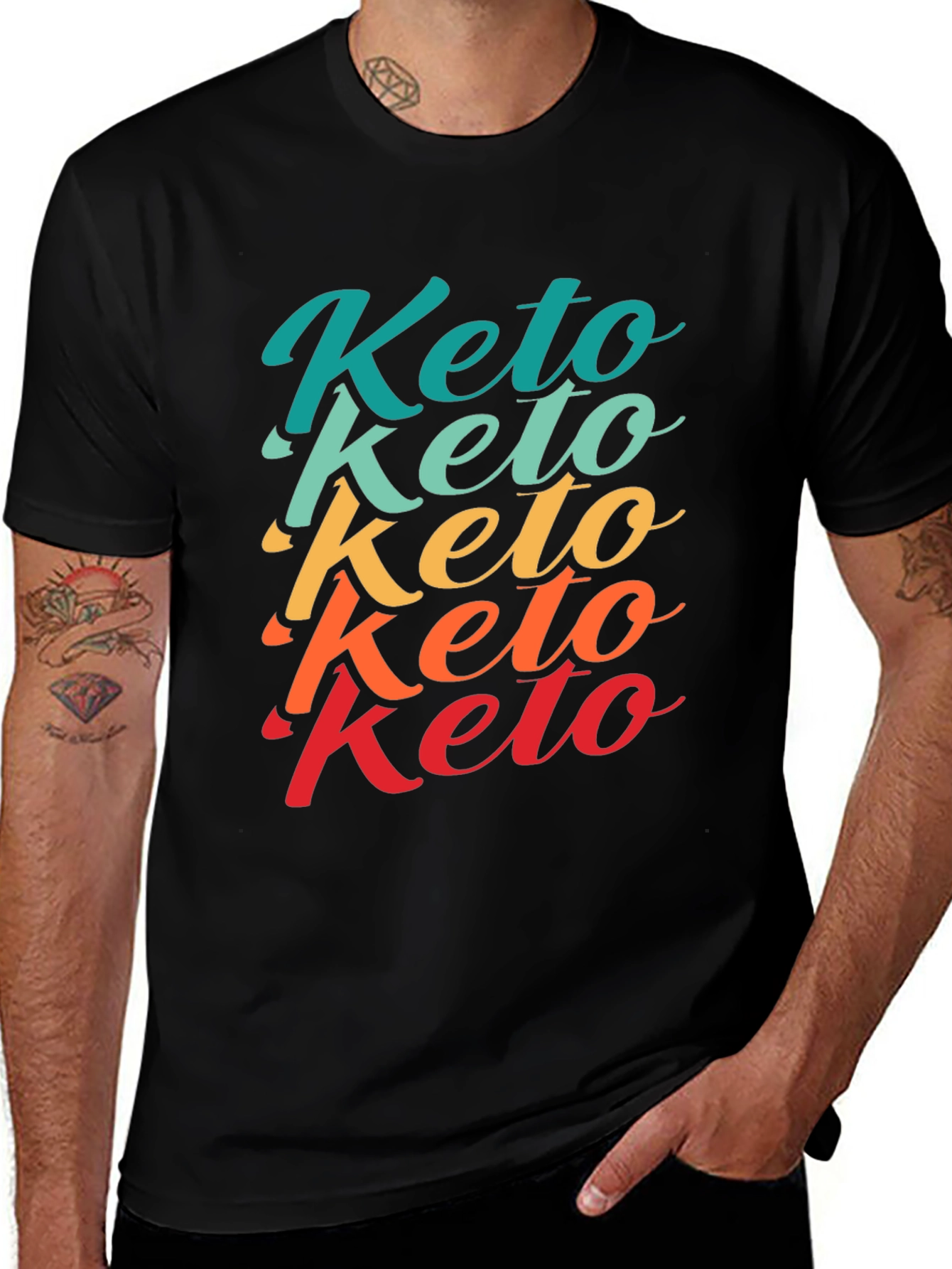 Retro Keto Stacked Text Graphic T-Shirt
