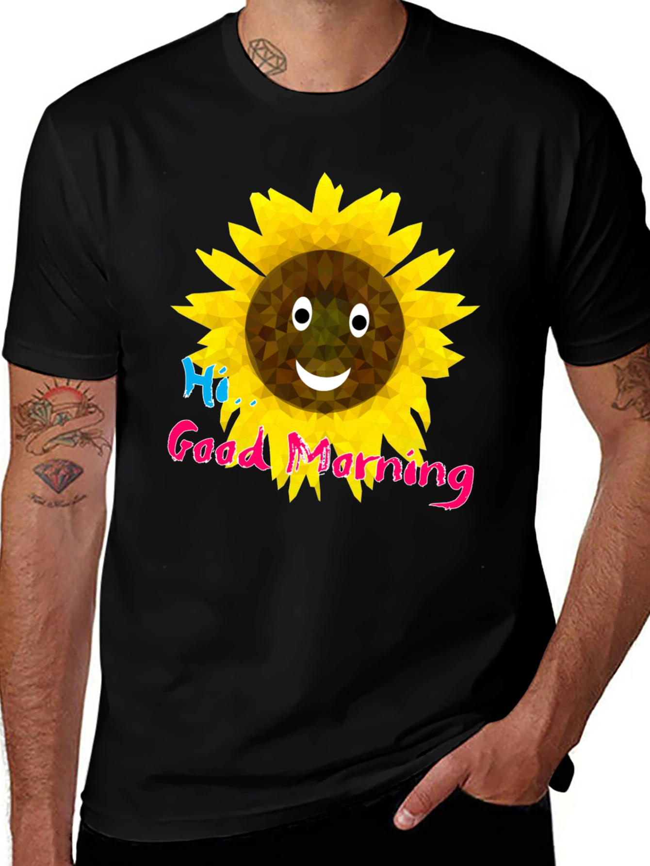 Variant 13 of Cheerful Sunflower Graphic T-Shirt - Black