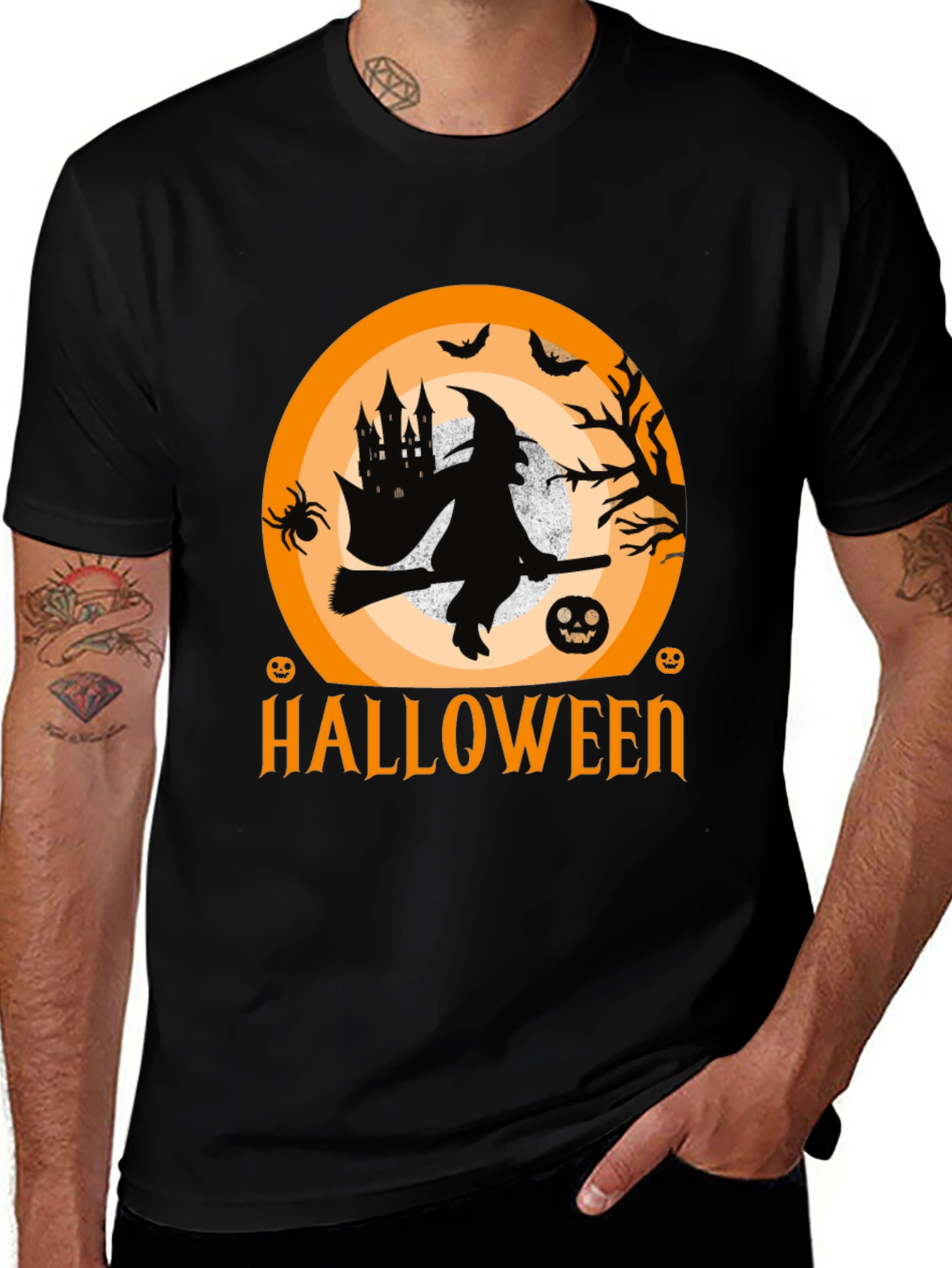Halloween Witch Silhouette Graphic Tee