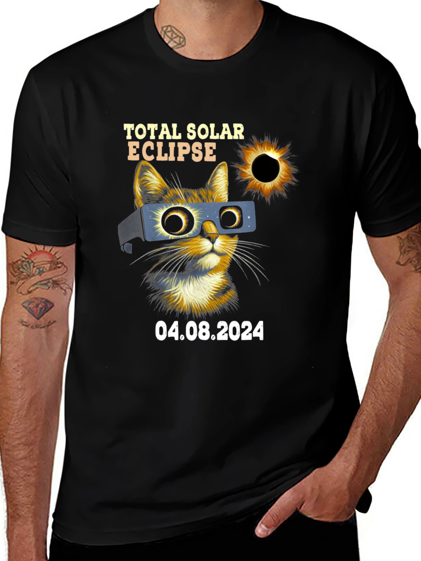 Variant 21 of Total Solar Eclipse Cat T-Shirt - April 8th, 2024