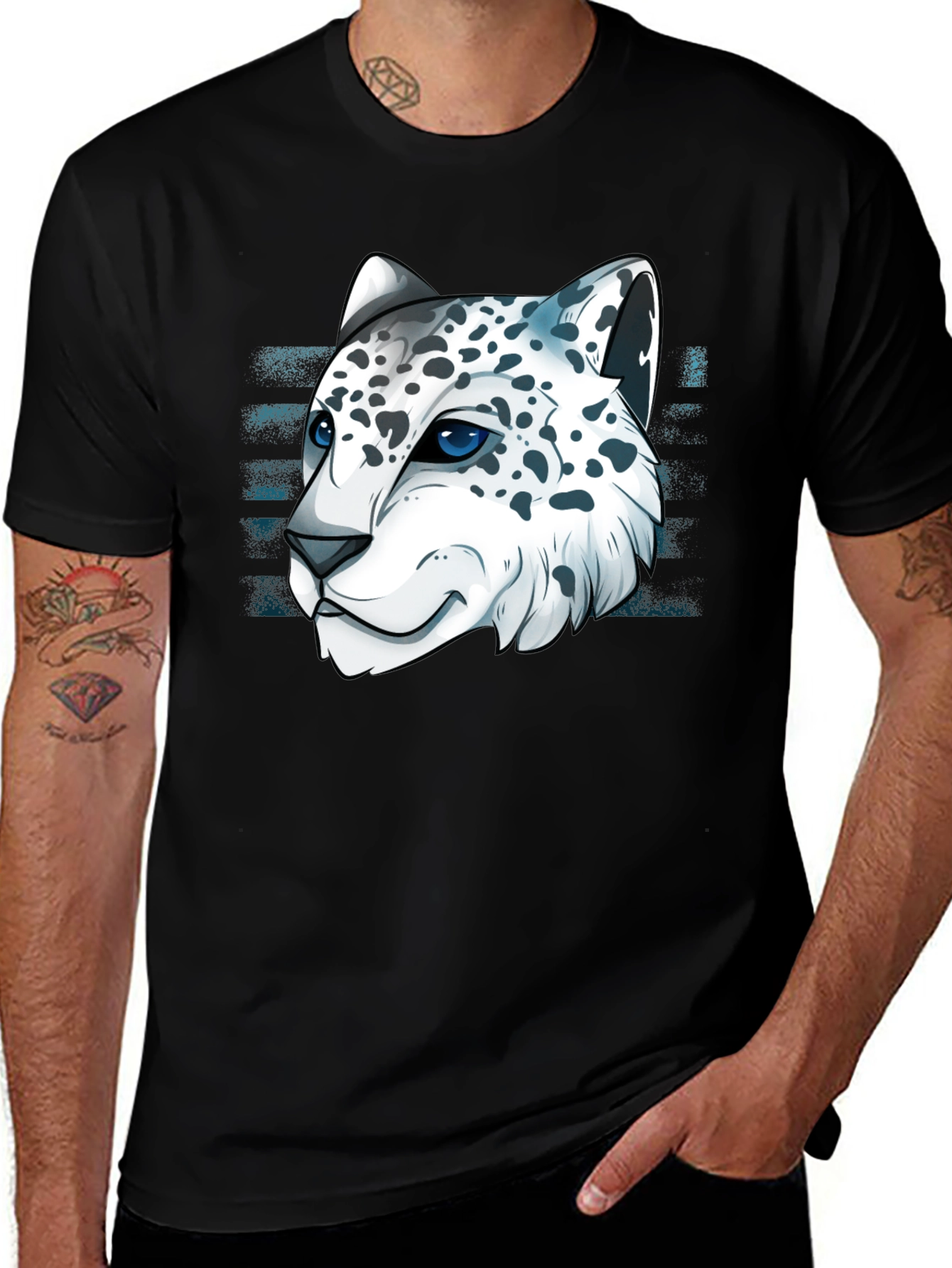 Variant 7 of Snow Leopard Graphic Tee - Cool Cat Design