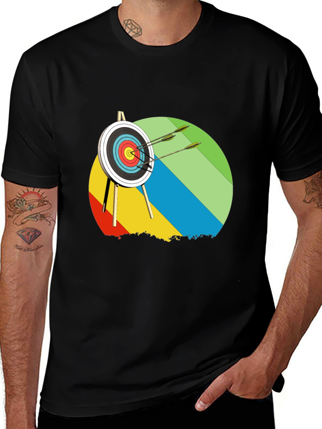 Variant 25 of Archery Target Graphic Tee - Black Cotton T-Shirt