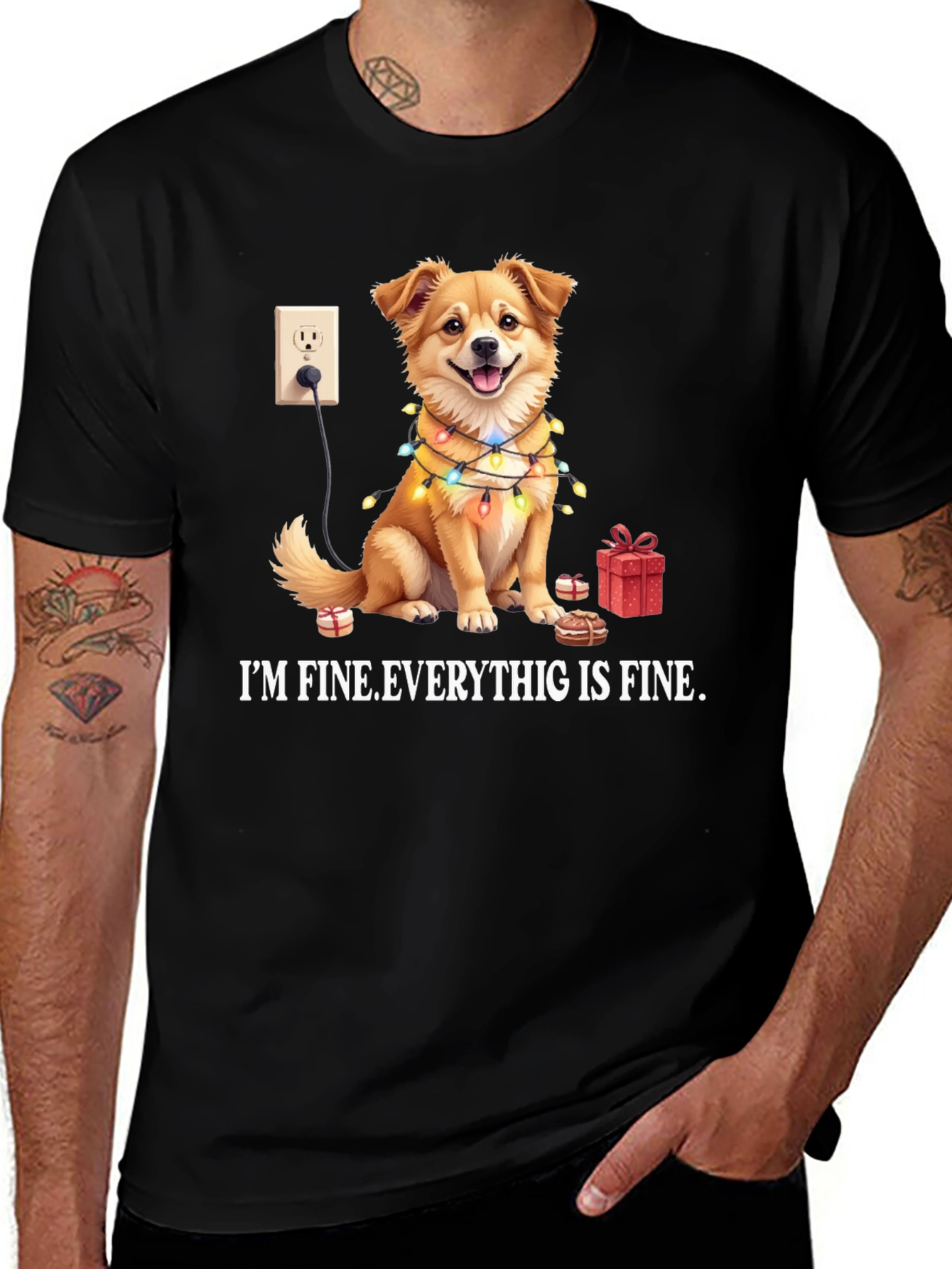Variant 17 of I'm Fine Everything is Fine Dog T-Shirt