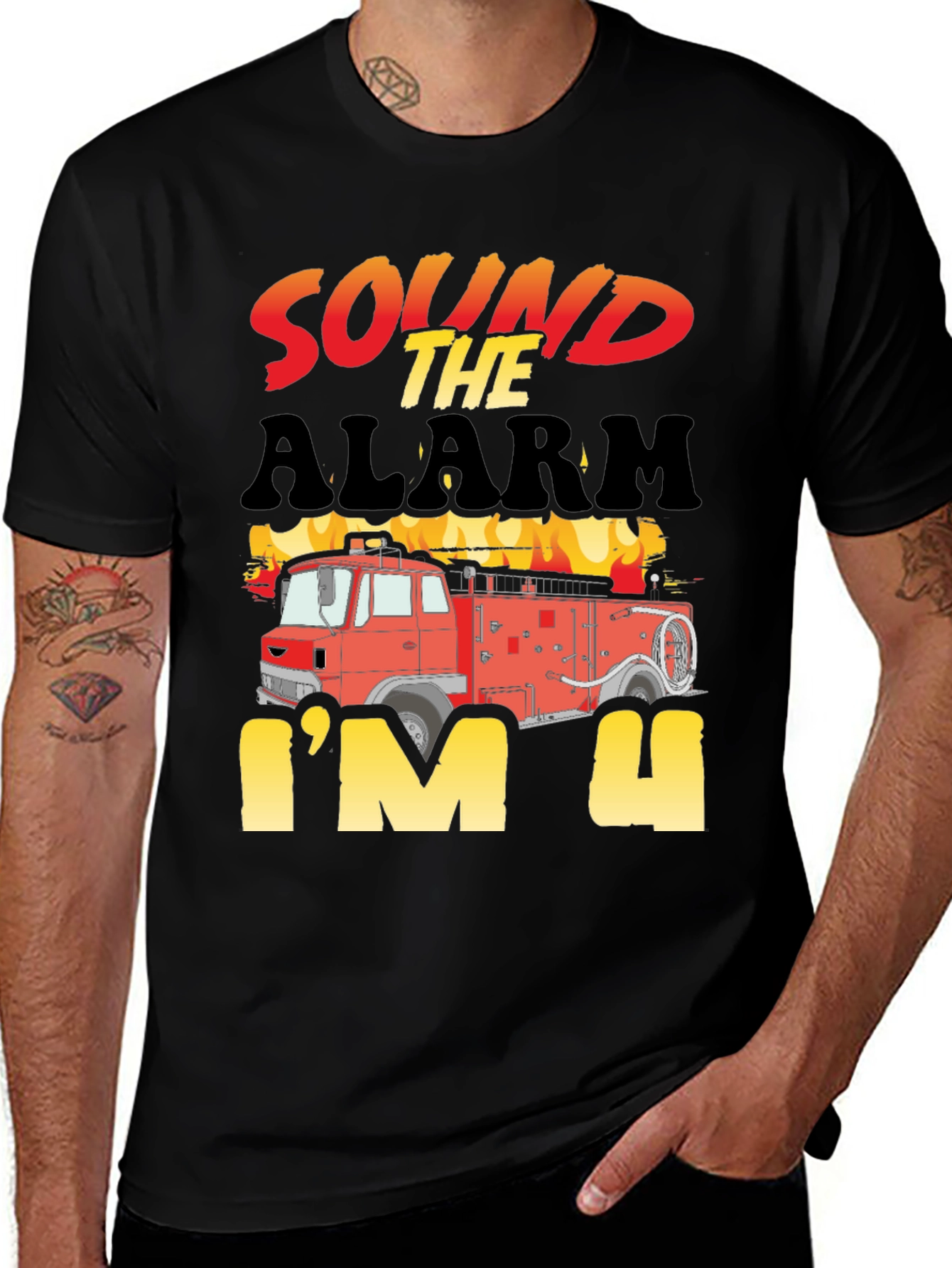 Sound The Alarm I'm 4 Fire Truck T-Shirt