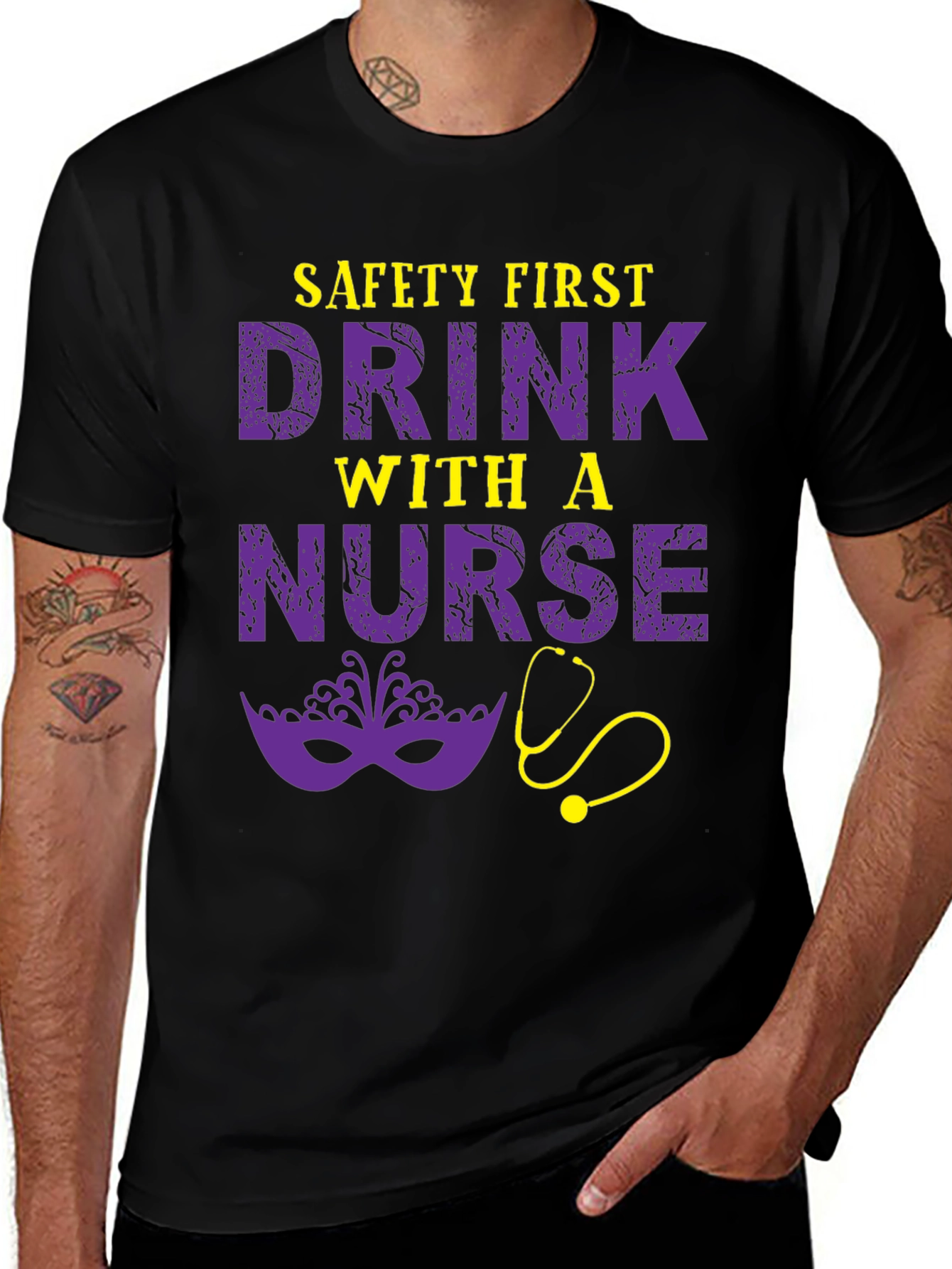 Variant 5 of Safety First Drink With A Nurse T-Shirt