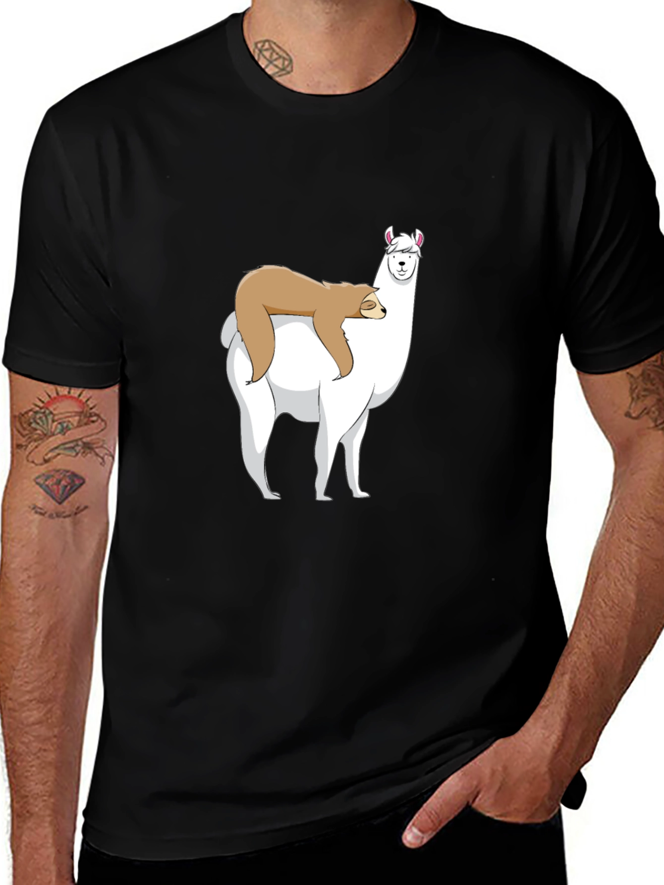 Variant 30 of Sloth Riding Llama Graphic T-Shirt