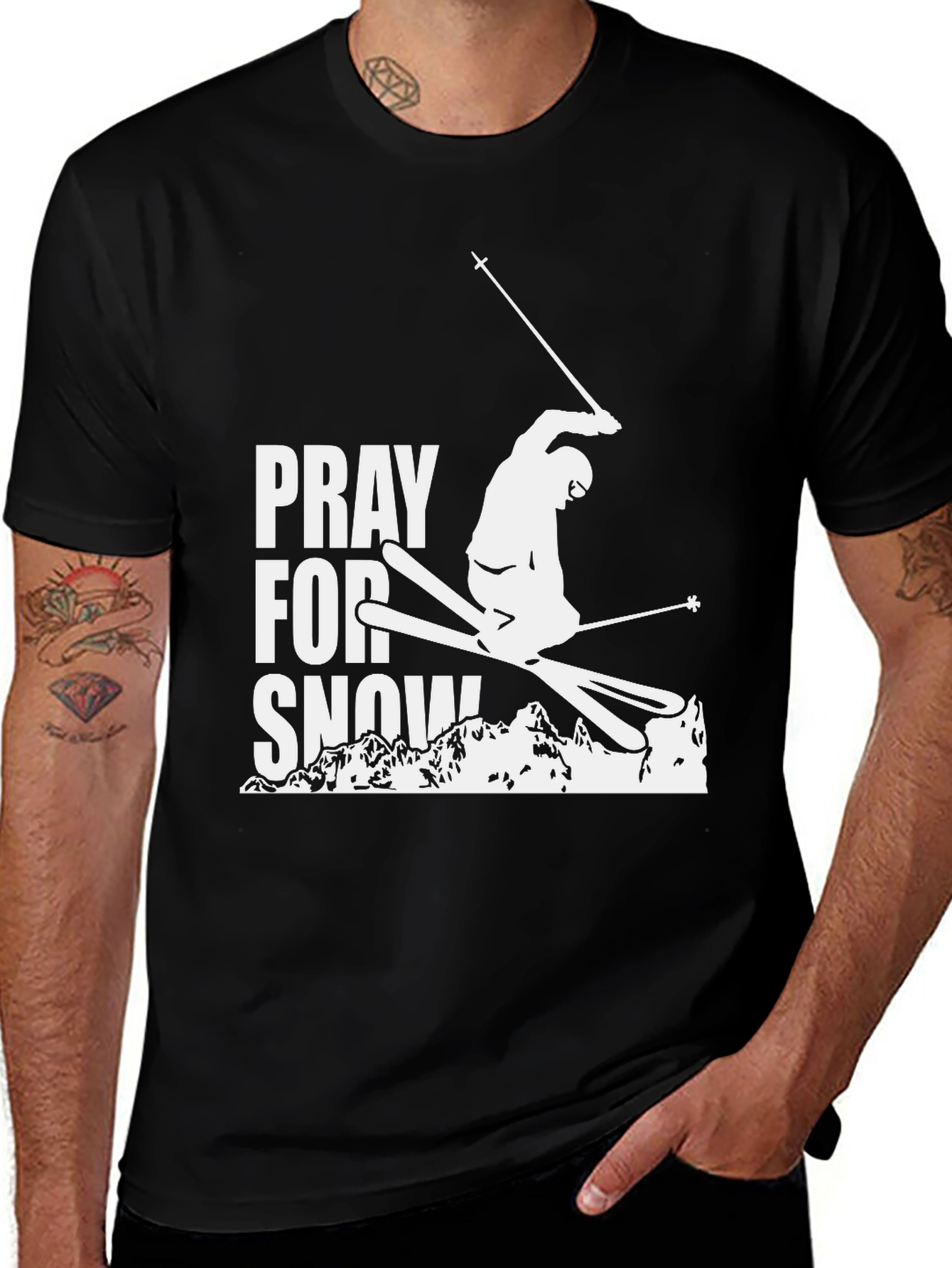 Variant 4 of Pray For Snow Skier Graphic Tee