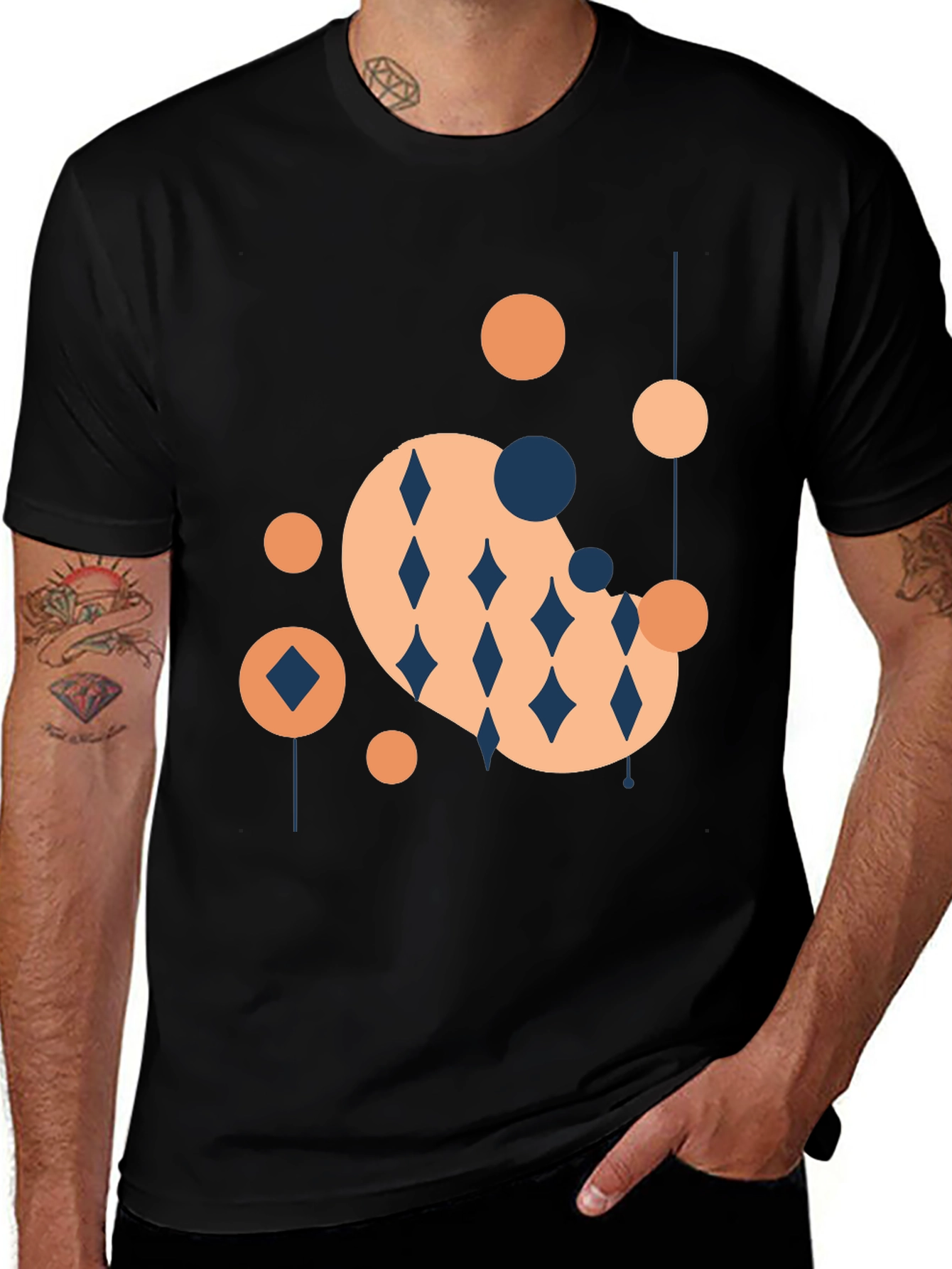 Variant 30 of Modern Geometric Graphic Tee - Black