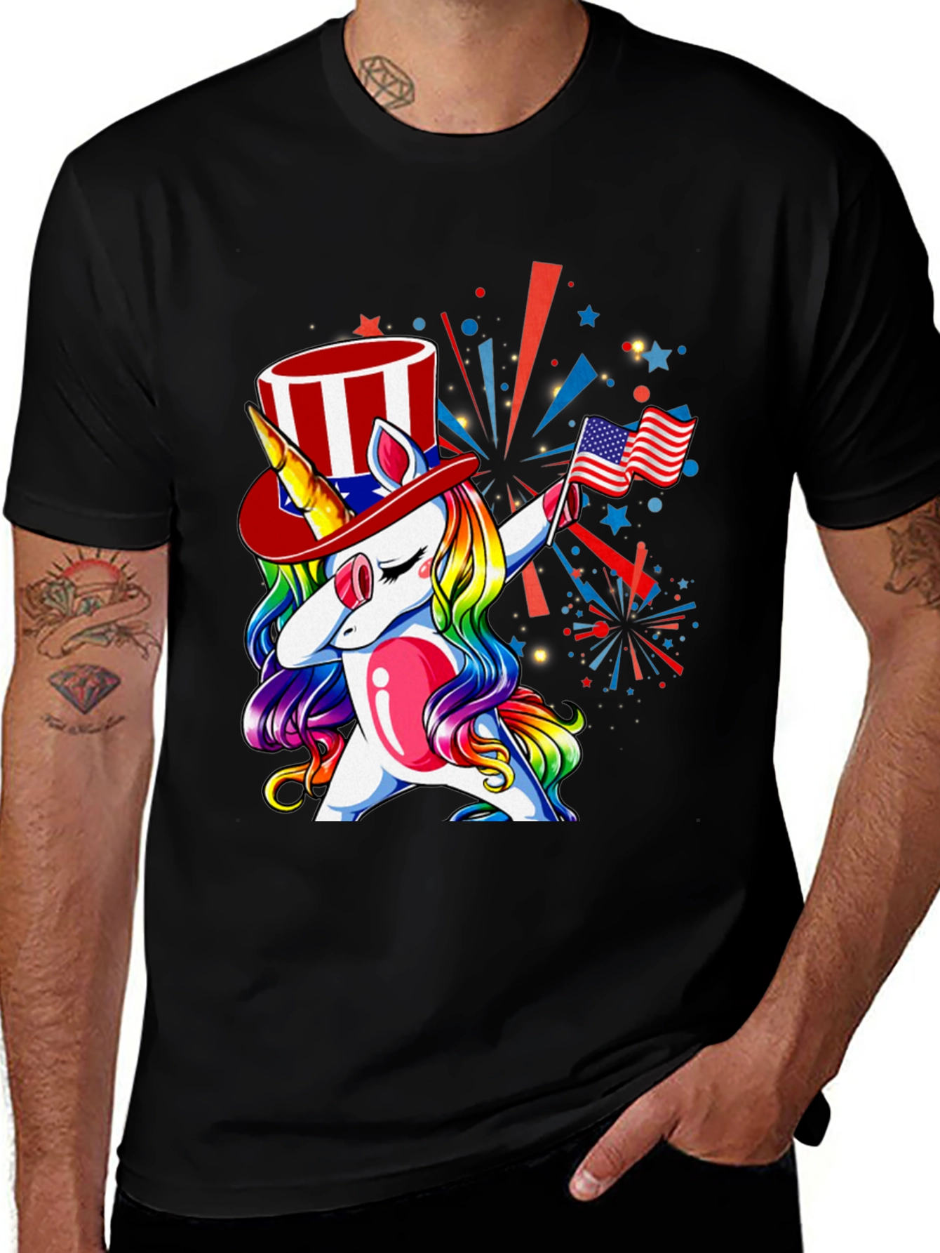 Variant 25 of Patriotic Unicorn Dab T-Shirt - USA Pride