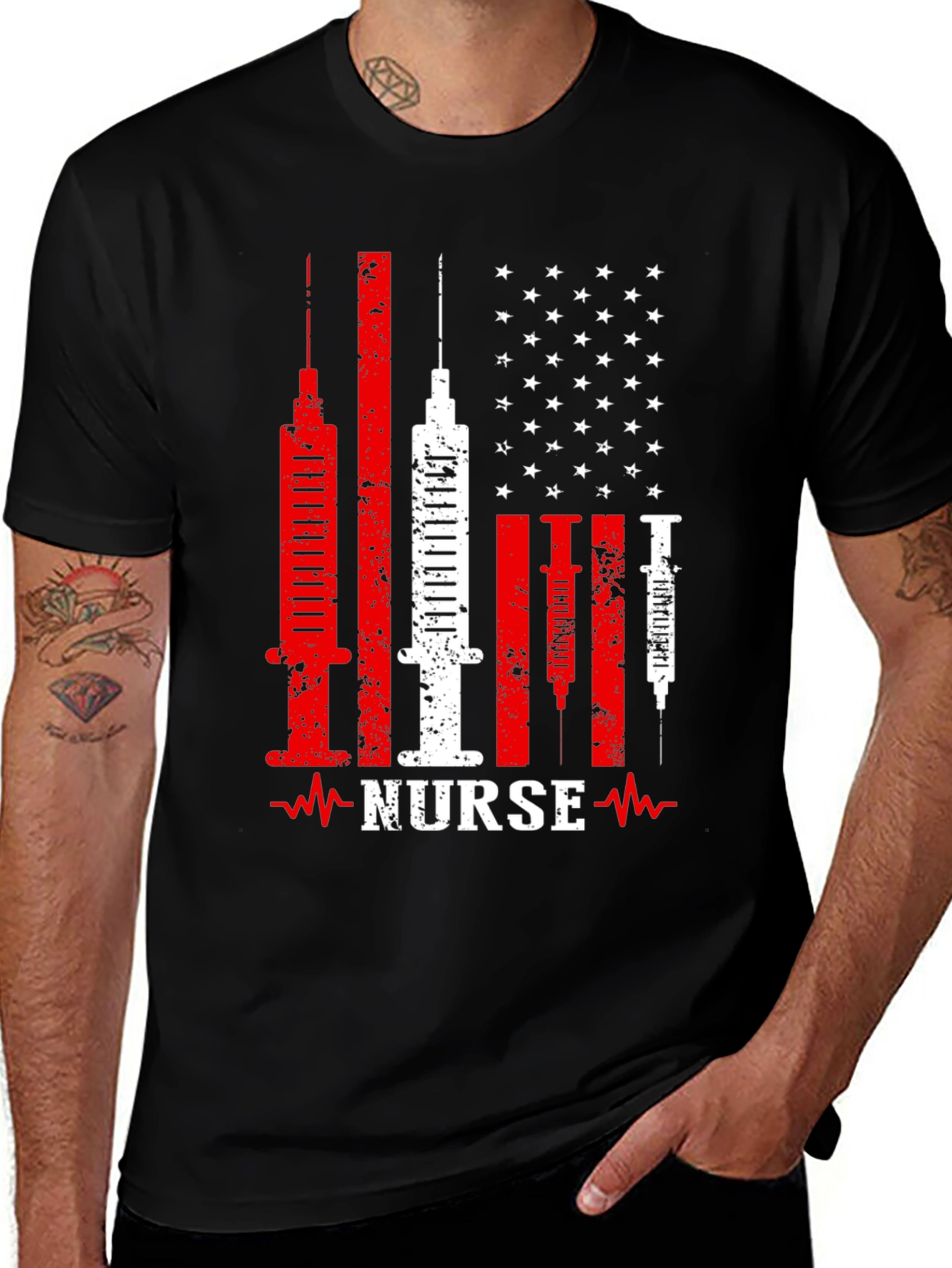 Nurse American Flag Patriotic T-Shirt