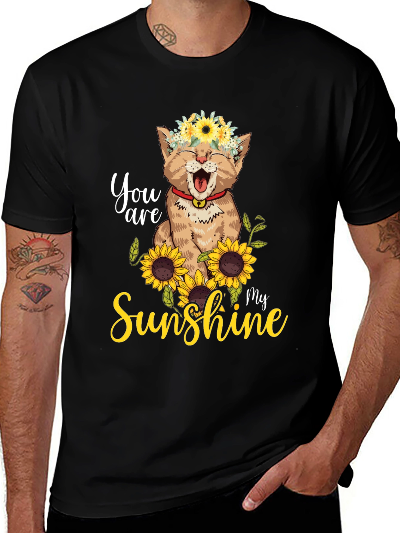 Variant 26 of Cat Sunflower T-Shirt - You Are My Sunshine