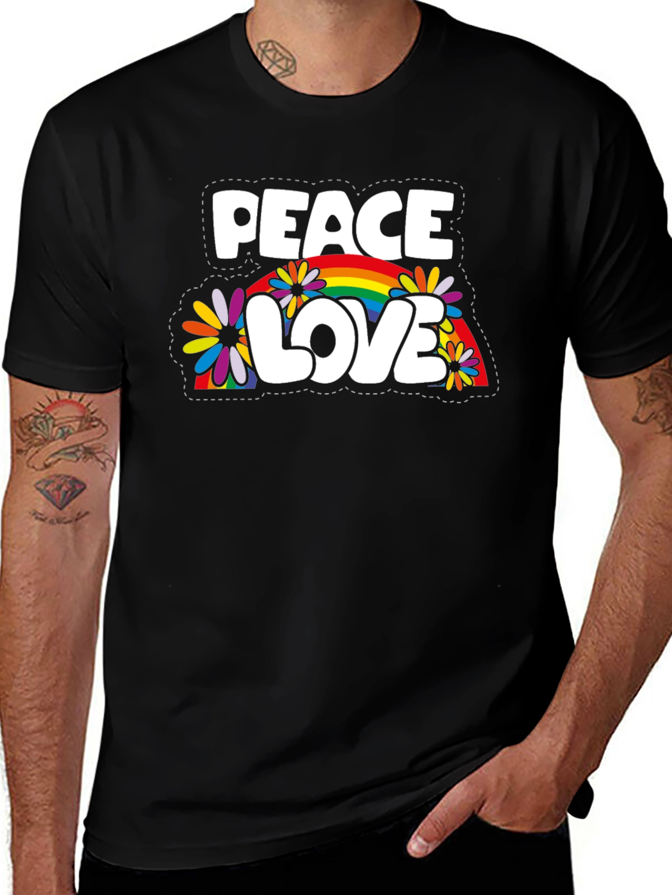 Peace Love Rainbow Graphic T-Shirt