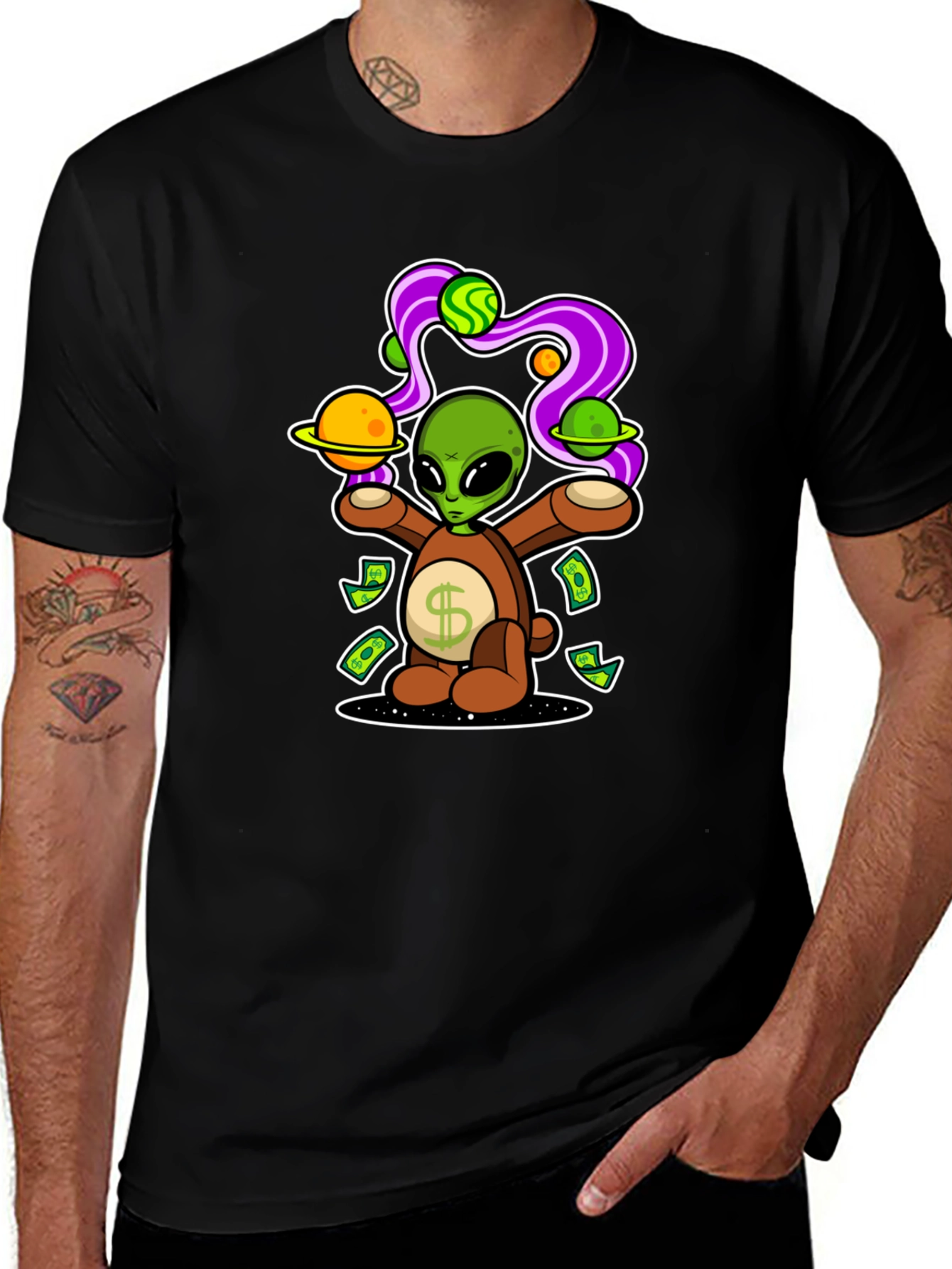 Variant 15 of Alien Bear Money Graphic T-Shirt