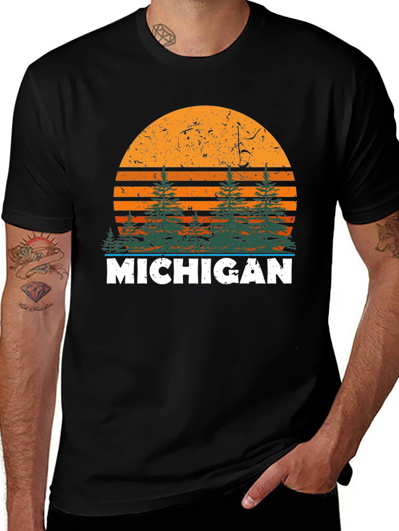 Michigan Retro Sunset T-Shirt - Nature Inspired Graphic Tee
