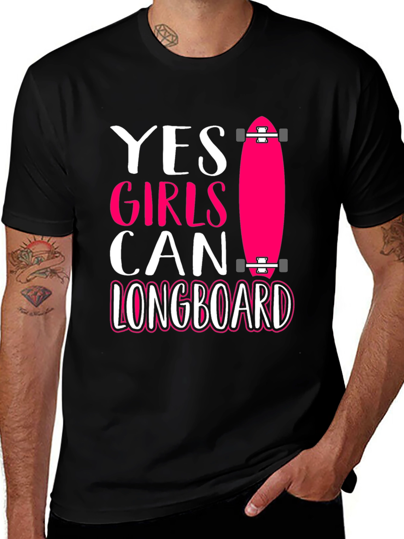 Variant 6 of Yes Girls Can Longboard Graphic Tee