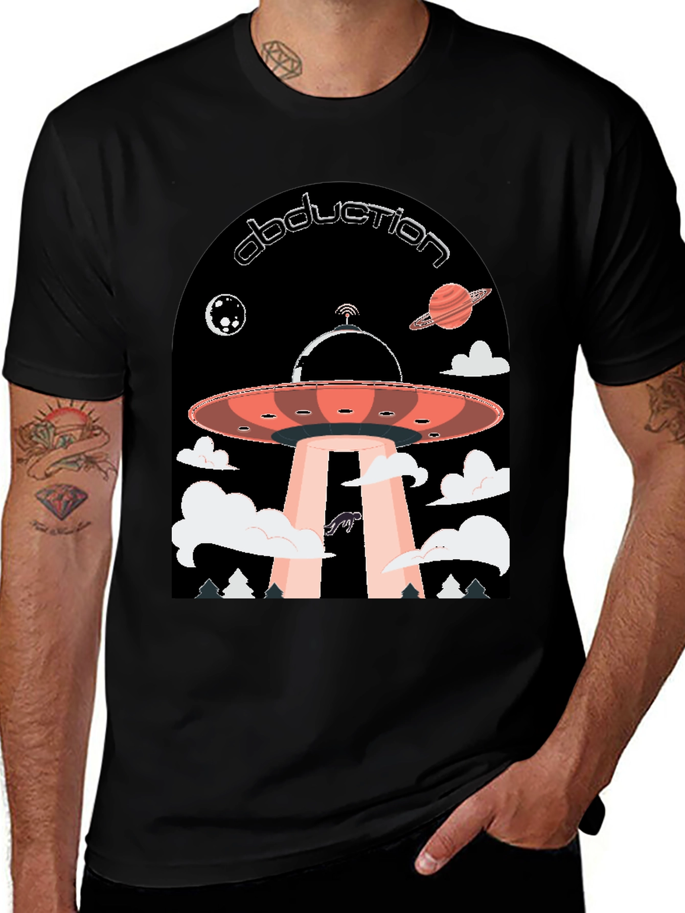 Variant 23 of Abduction Graphic Tee - Stylish UFO Design