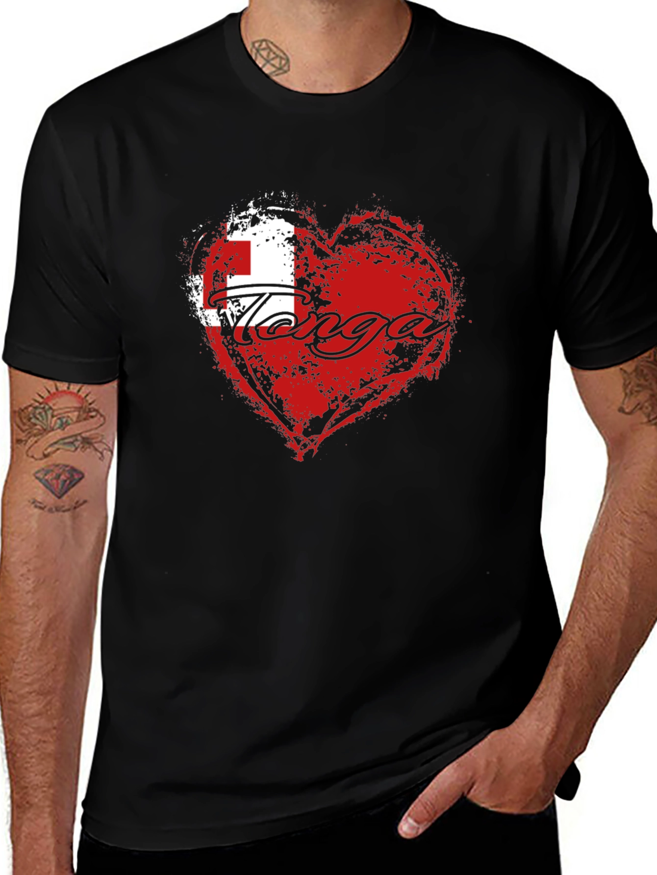 Tonga Flag Heart T-Shirt - Show Your Pride!