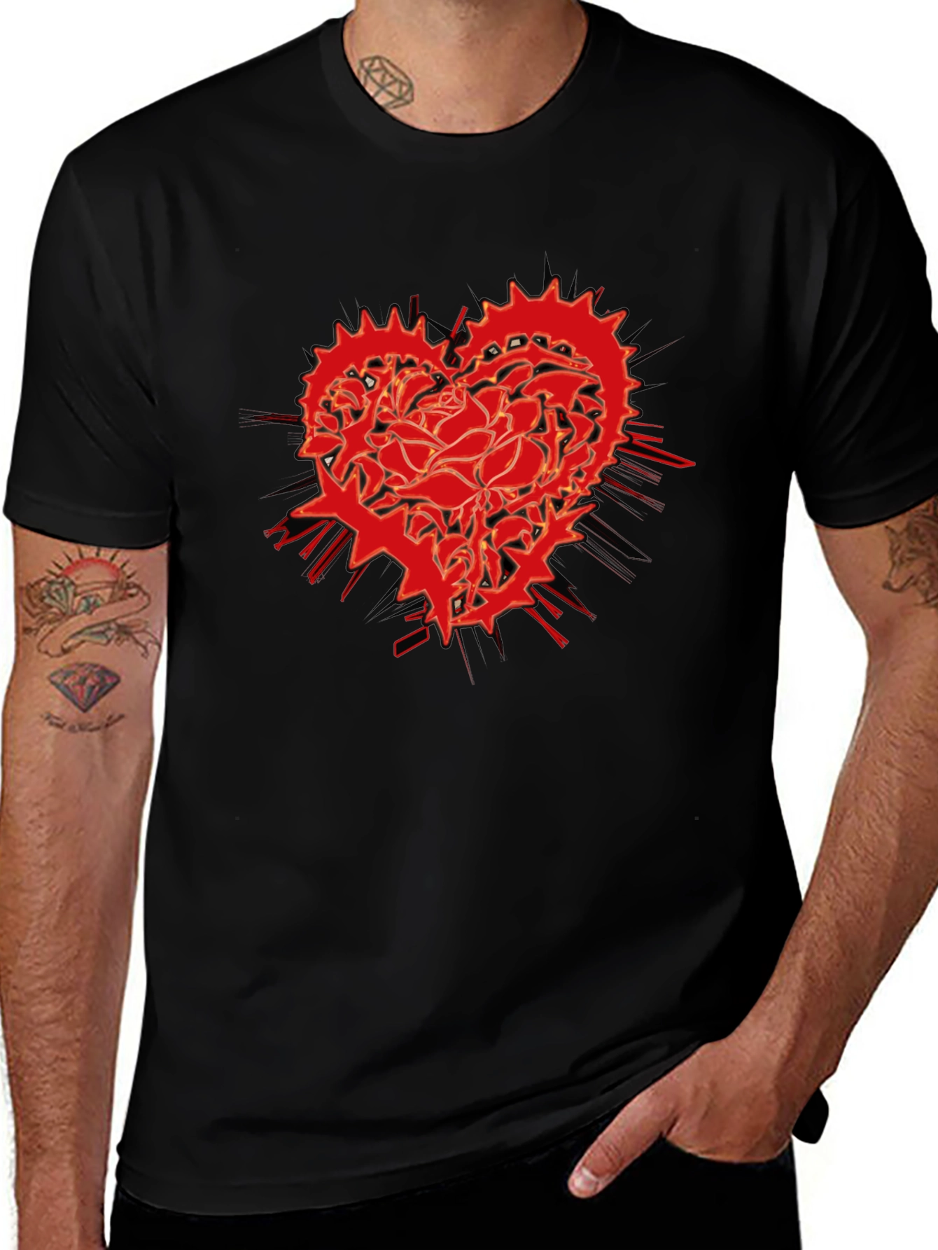 Variant 26 of Red Rose Heart Gear Graphic T-Shirt