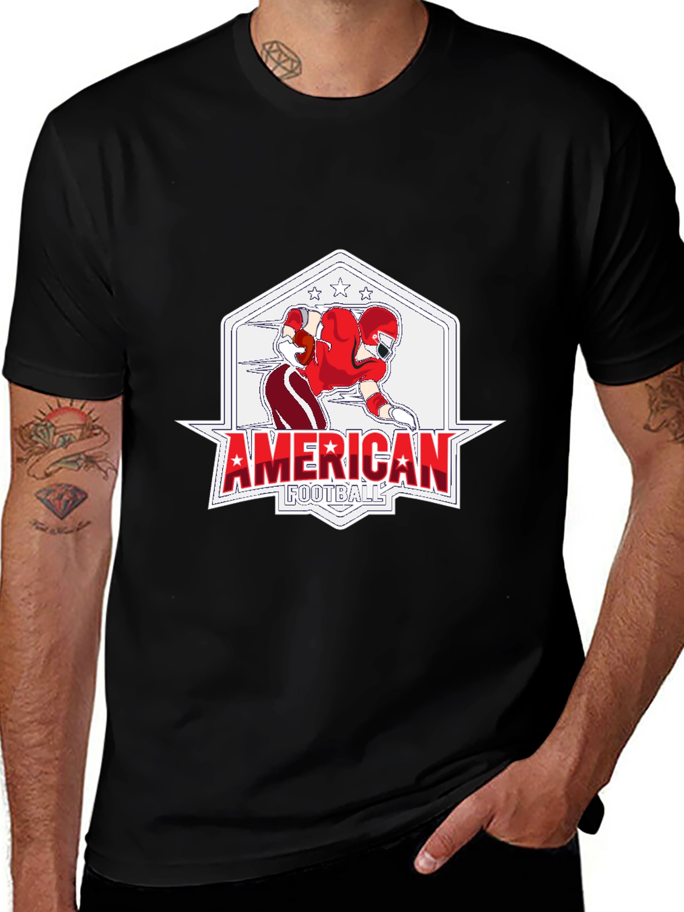 Variant 6 of American Football Graphic Black T-Shirt
