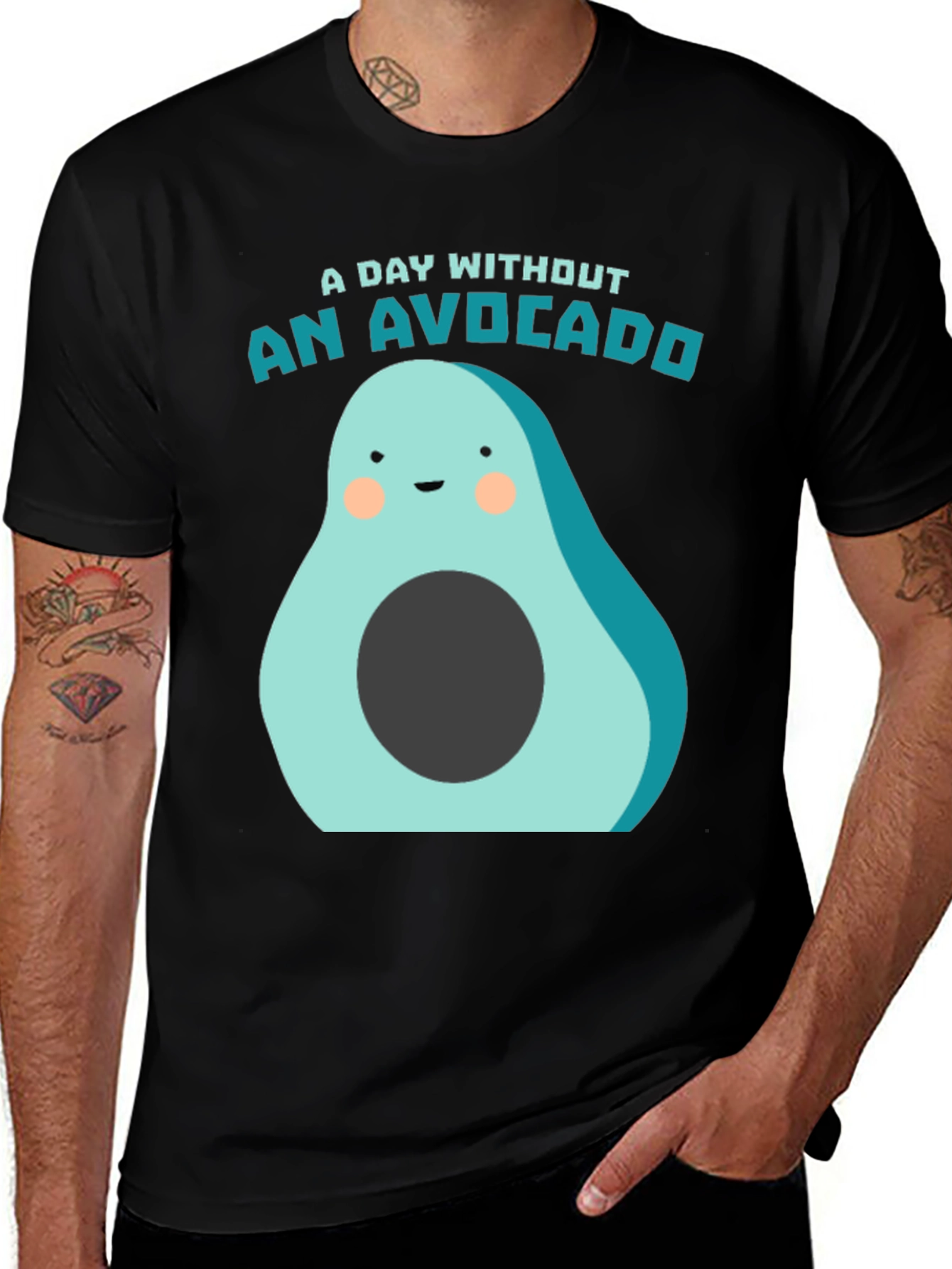 Black A Day Without an Avocado Funny T-Shirt main image