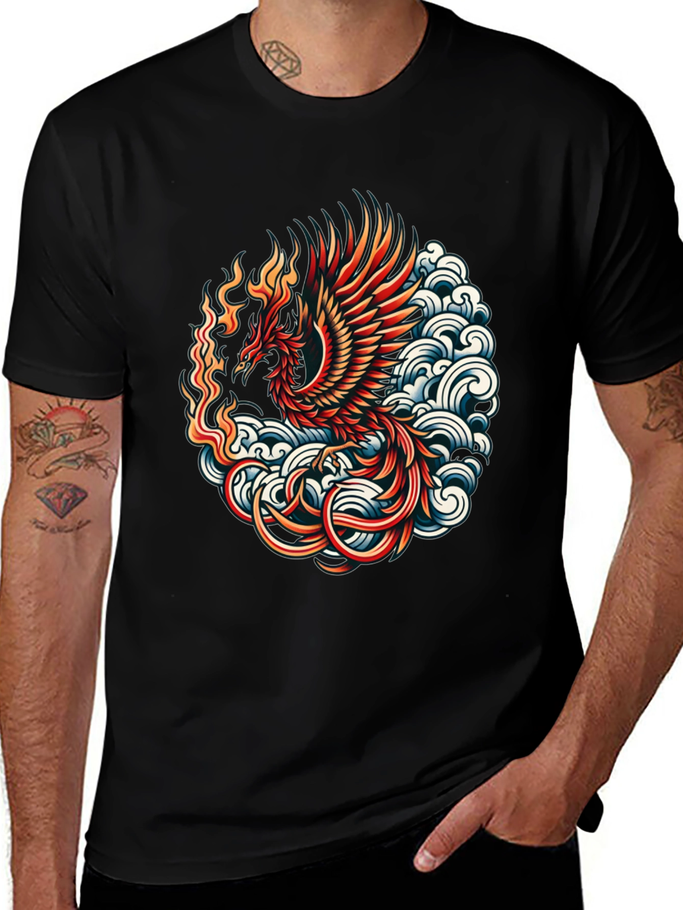 Variant 17 of Phoenix Graphic T-Shirt - Black Cotton Blend