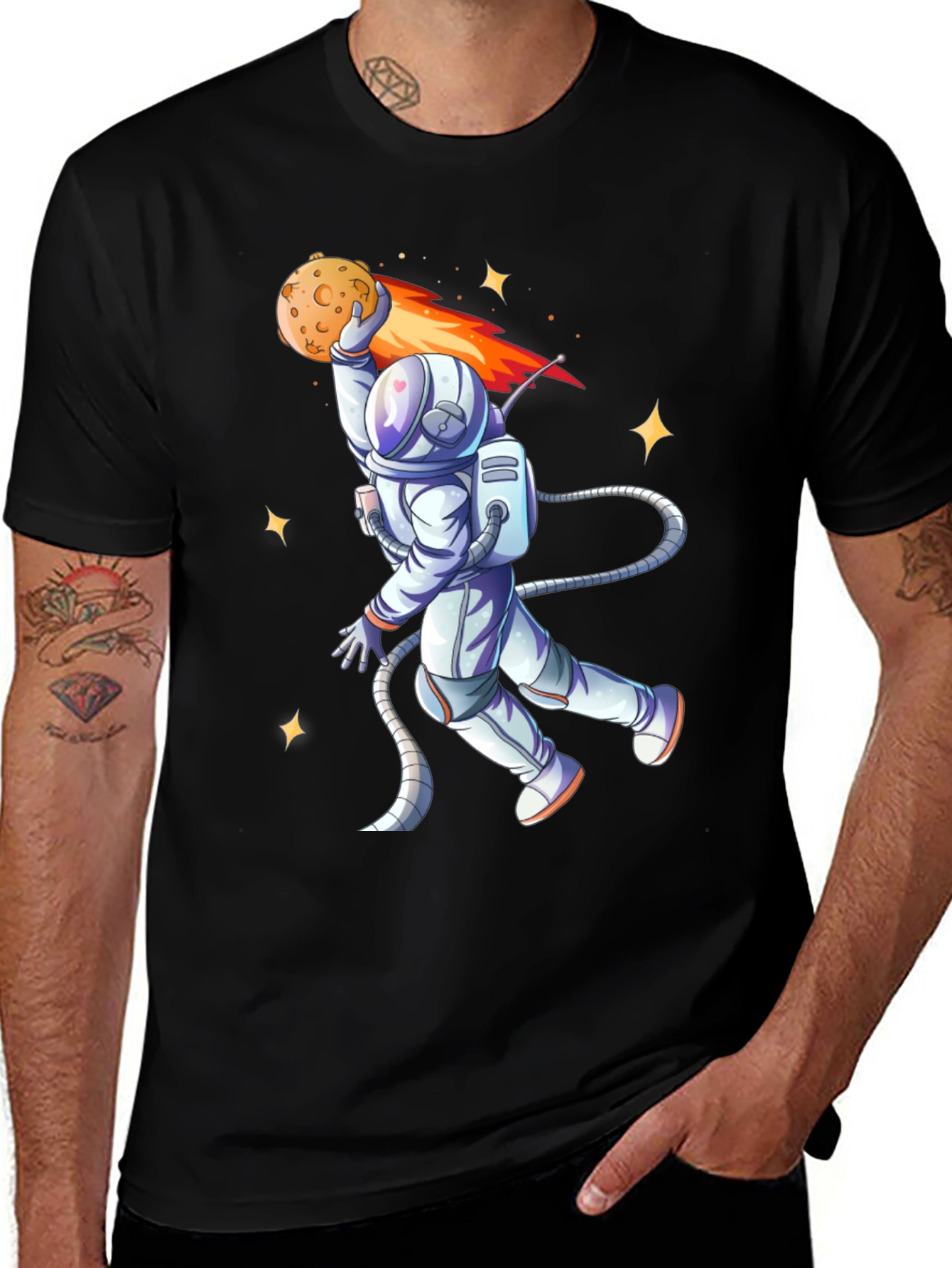 Astronaut Meteor Ball Graphic T-Shirt