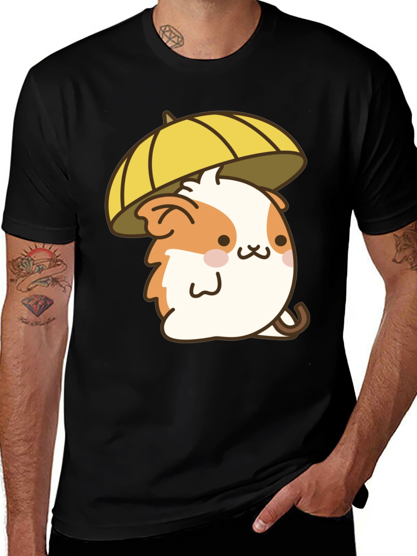 Variant 11 of Cute Hamster Umbrella Black T-Shirt