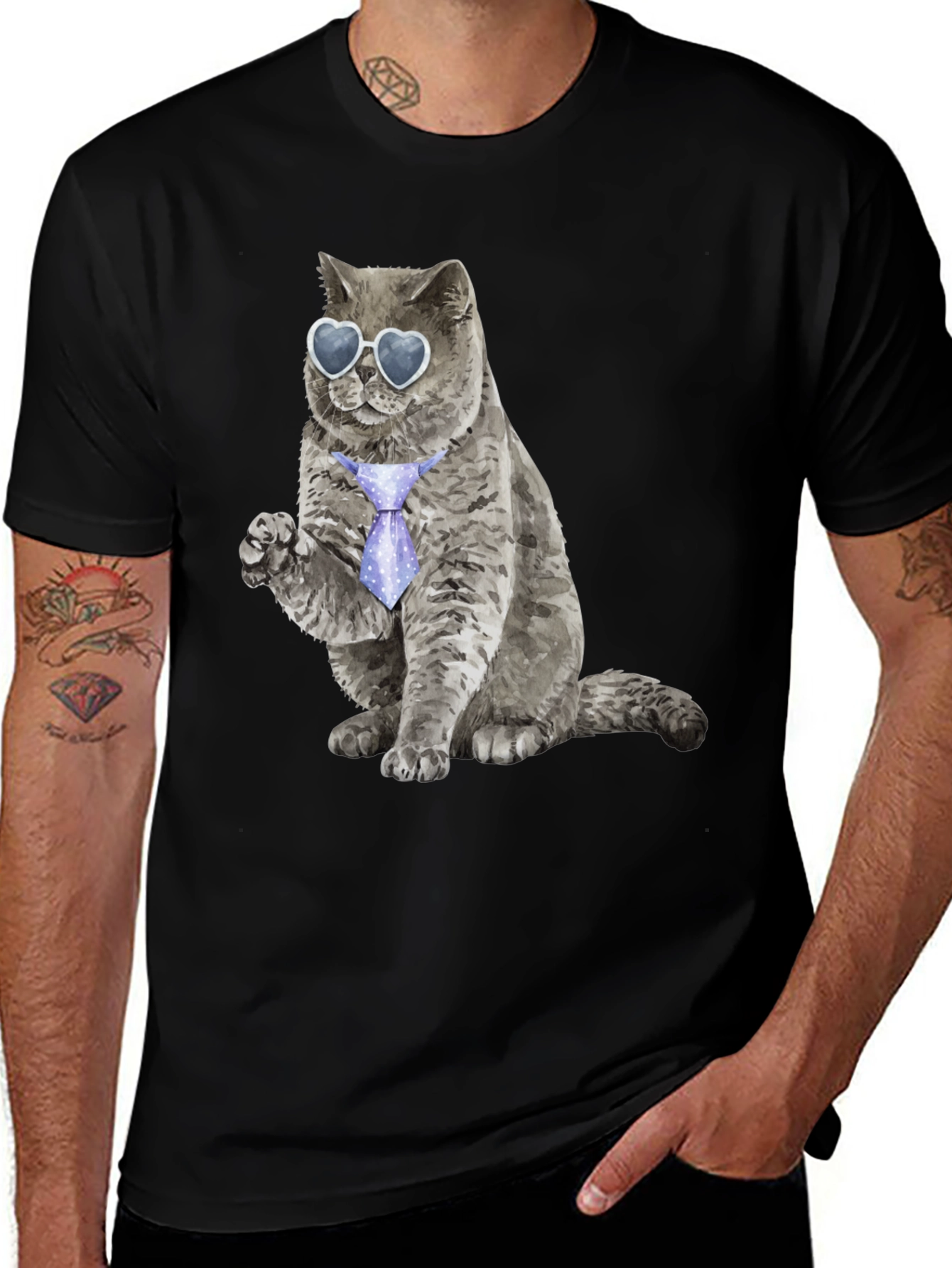 Variant 26 of Cool Cat T-Shirt: Heart Glasses & Tie