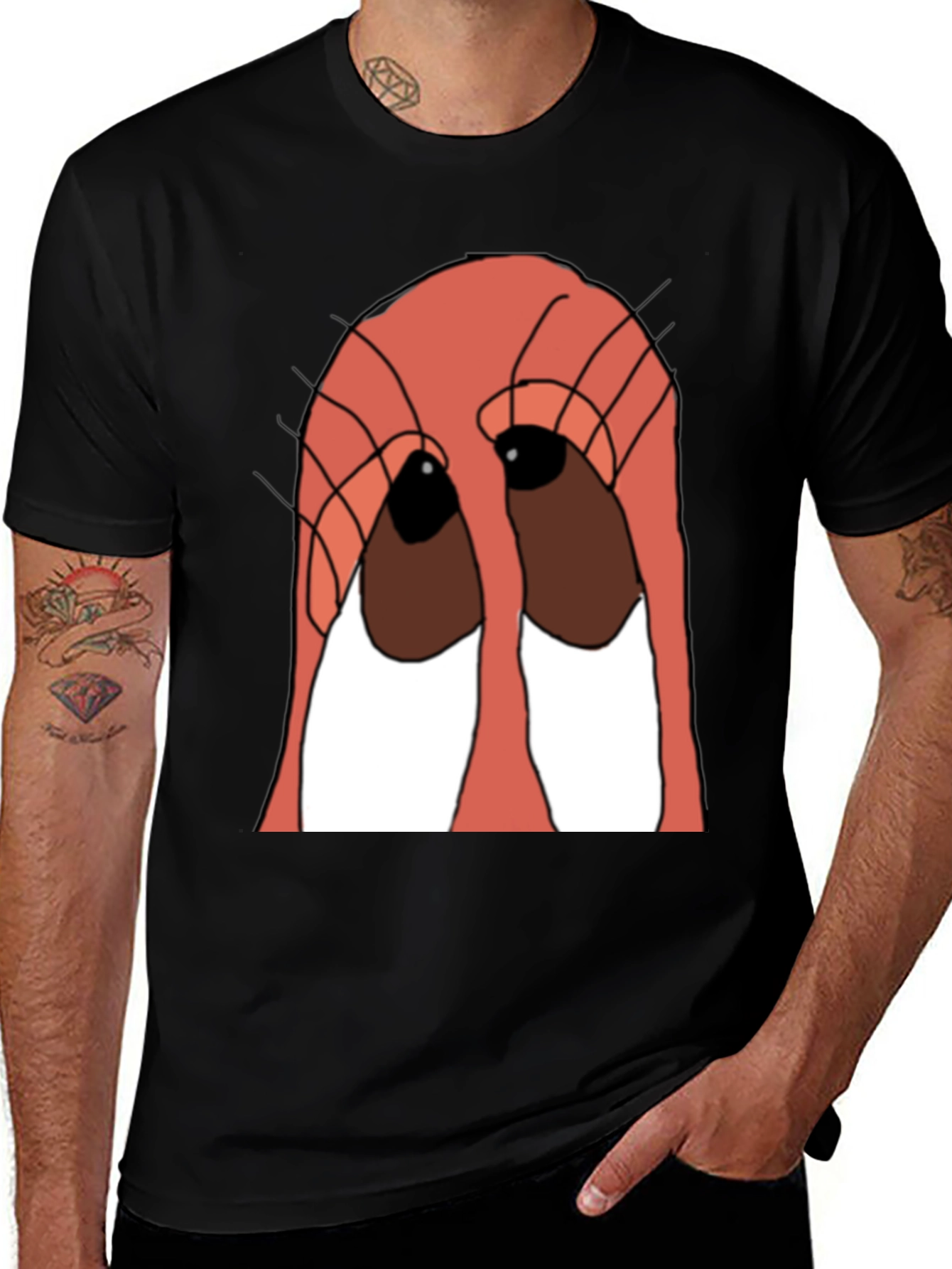 Variant 9 of Sad Worm on a String Cartoon T-Shirt
