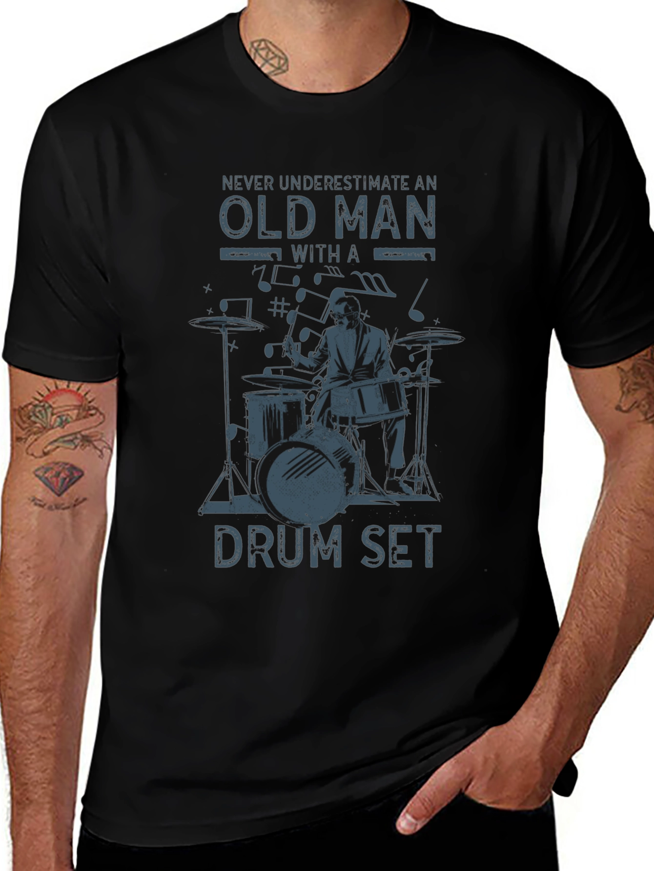 Variant 26 of Old Man Drum Set Graphic Tee