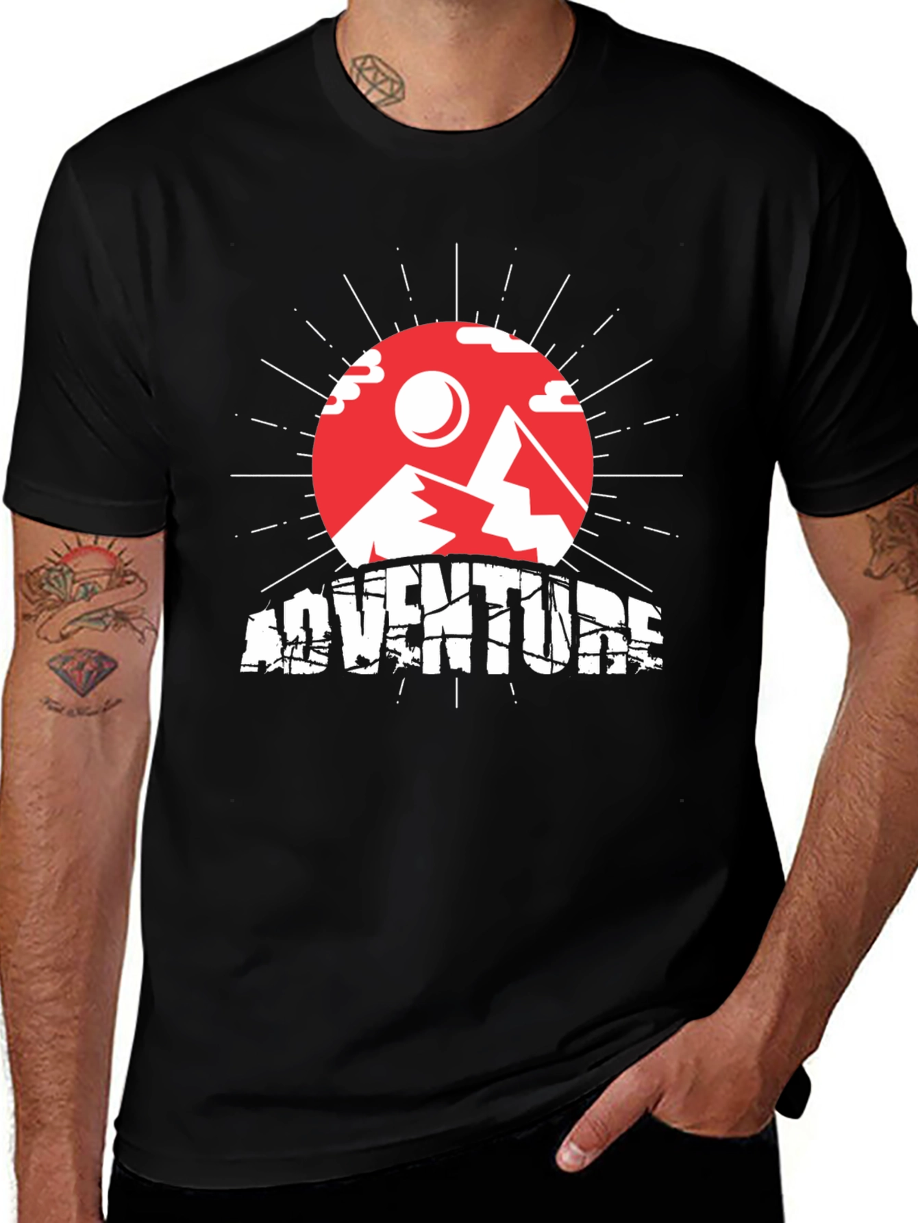 Variant 5 of Adventure Graphic Black T-Shirt for Men